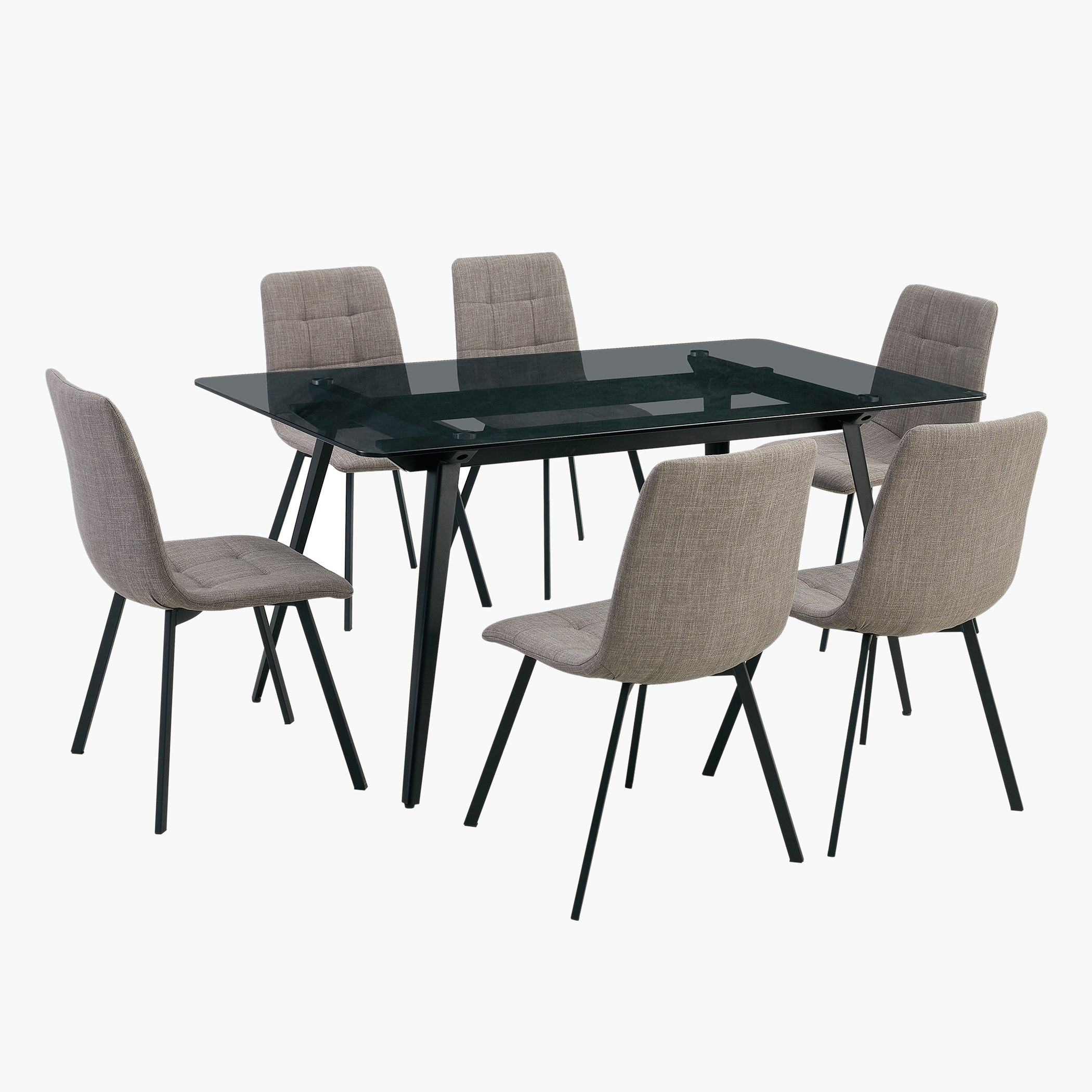 طقم سفرة 6 مقاعد بسطح زجاج من مونتي-hbxfurniture-diningtablesandsets-diningsets-sixseater-image-1