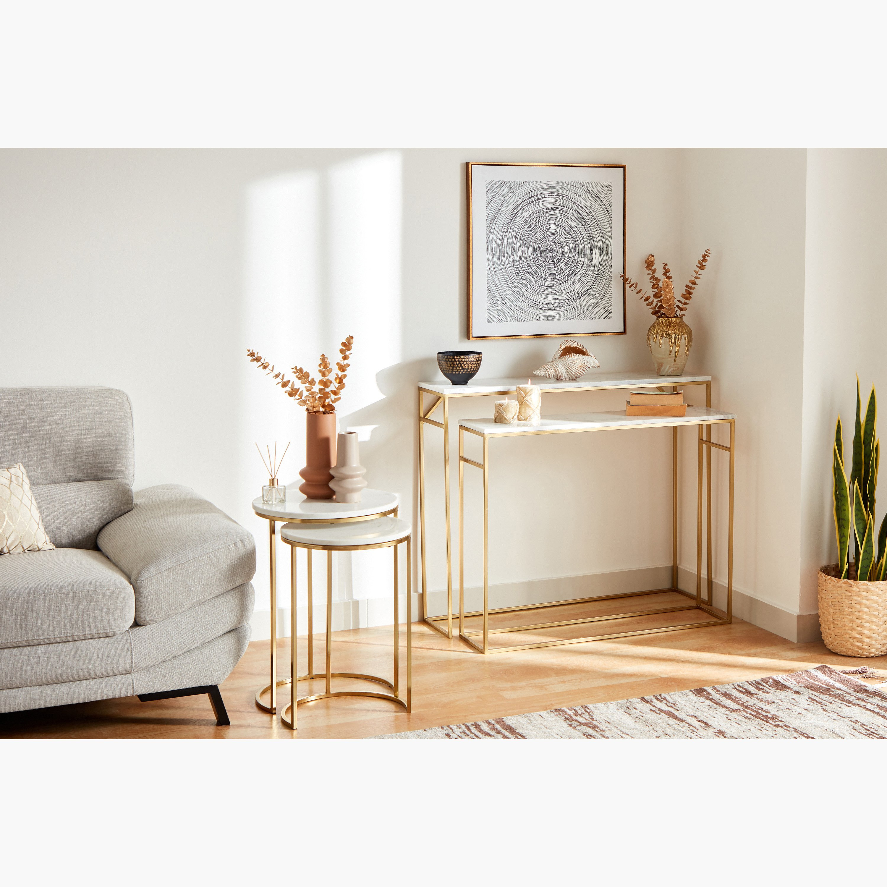 طقم طاولات متداخلة من قطعتين بسطح من الرخام - بورتيا من فيندرا-hbxfurniture-livingroom-nestingtables-image-6