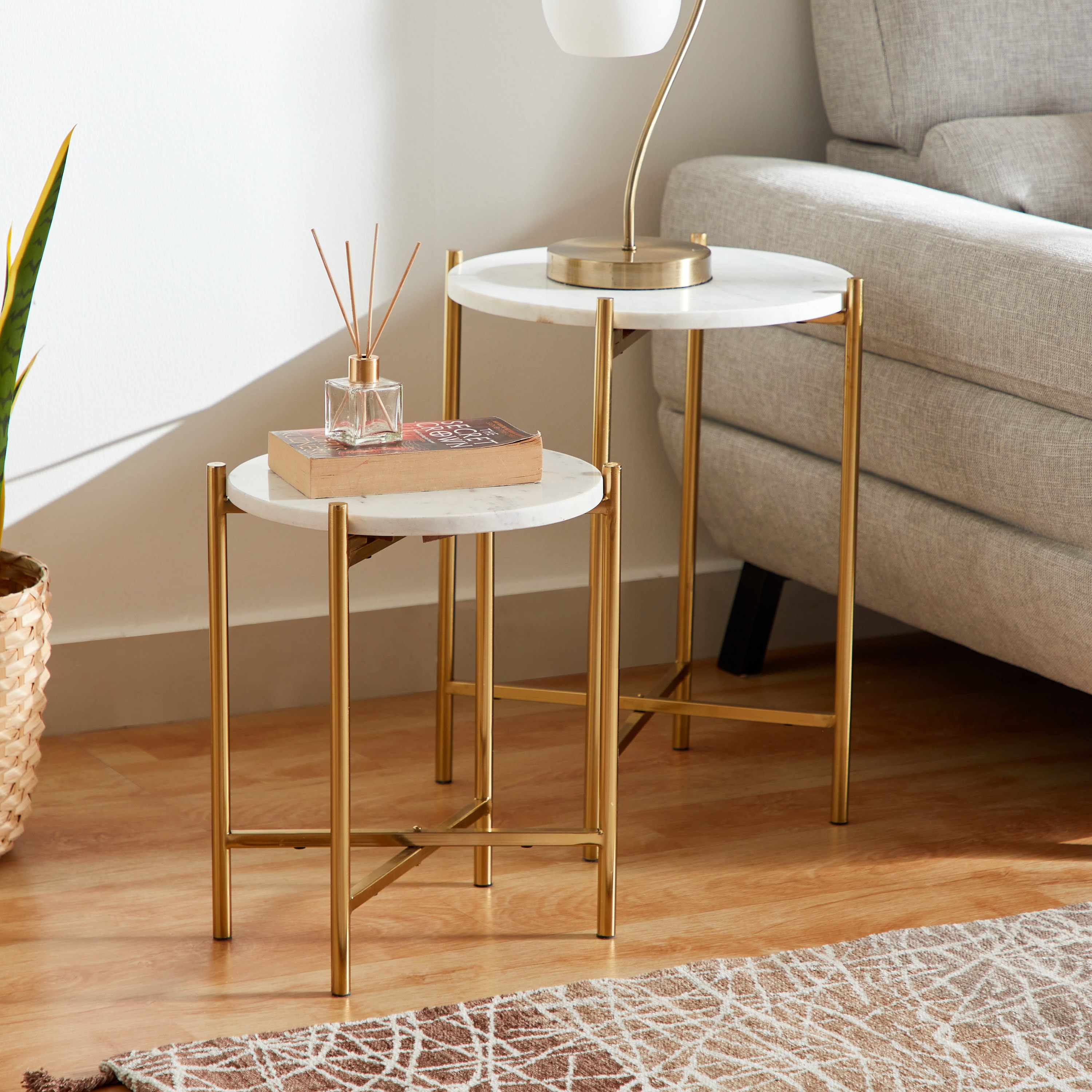 طقم طاولة جانبية من قطعتين بسطح من الرخام - تيكريت من فيندرا-hbxfurniture-livingroom-endtables-image-1