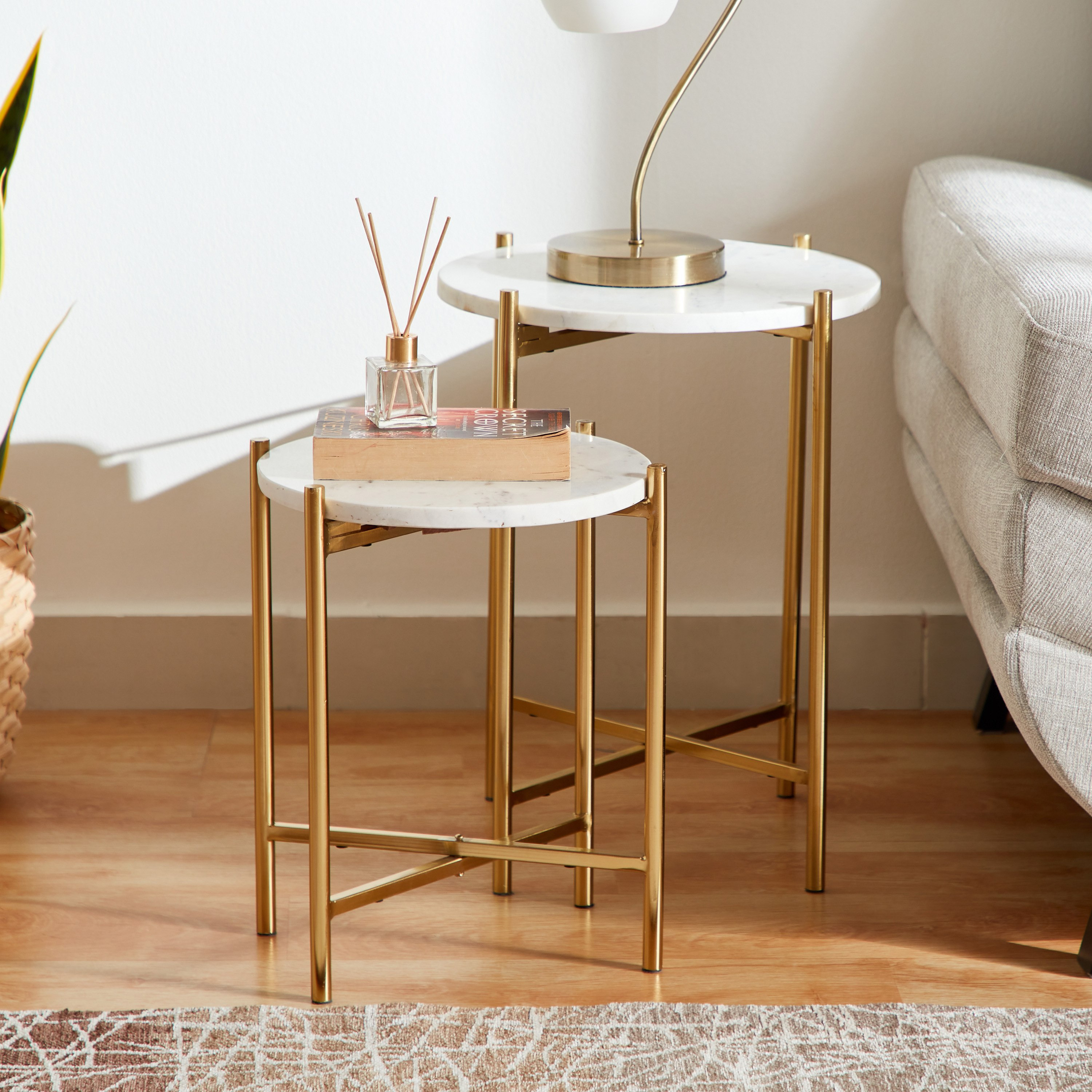 طقم طاولة جانبية من قطعتين بسطح من الرخام - تيكريت من فيندرا-hbxfurniture-livingroom-endtables-image-2