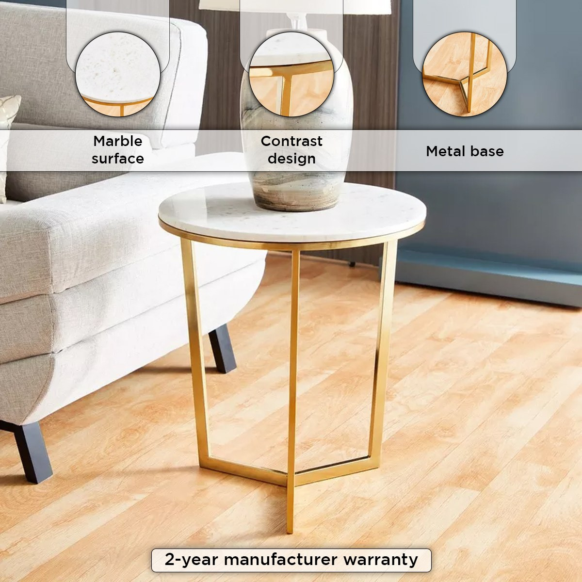 طاولة جانبية بسطح من الرخام الأصلي - ويلو-hbxfurniture-livingroom-endtables-image-4