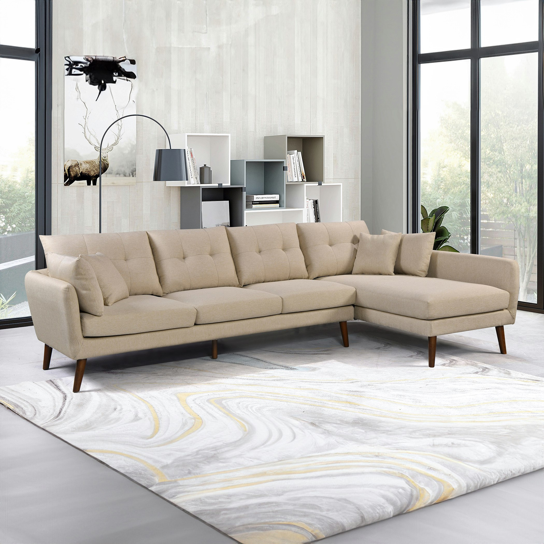 كنبة ركنية 5 مقاعد قماش يمين مع 4 وسائد من نورديكا-hbxlivingroom-sofasandarmchairs-sofas-image-2