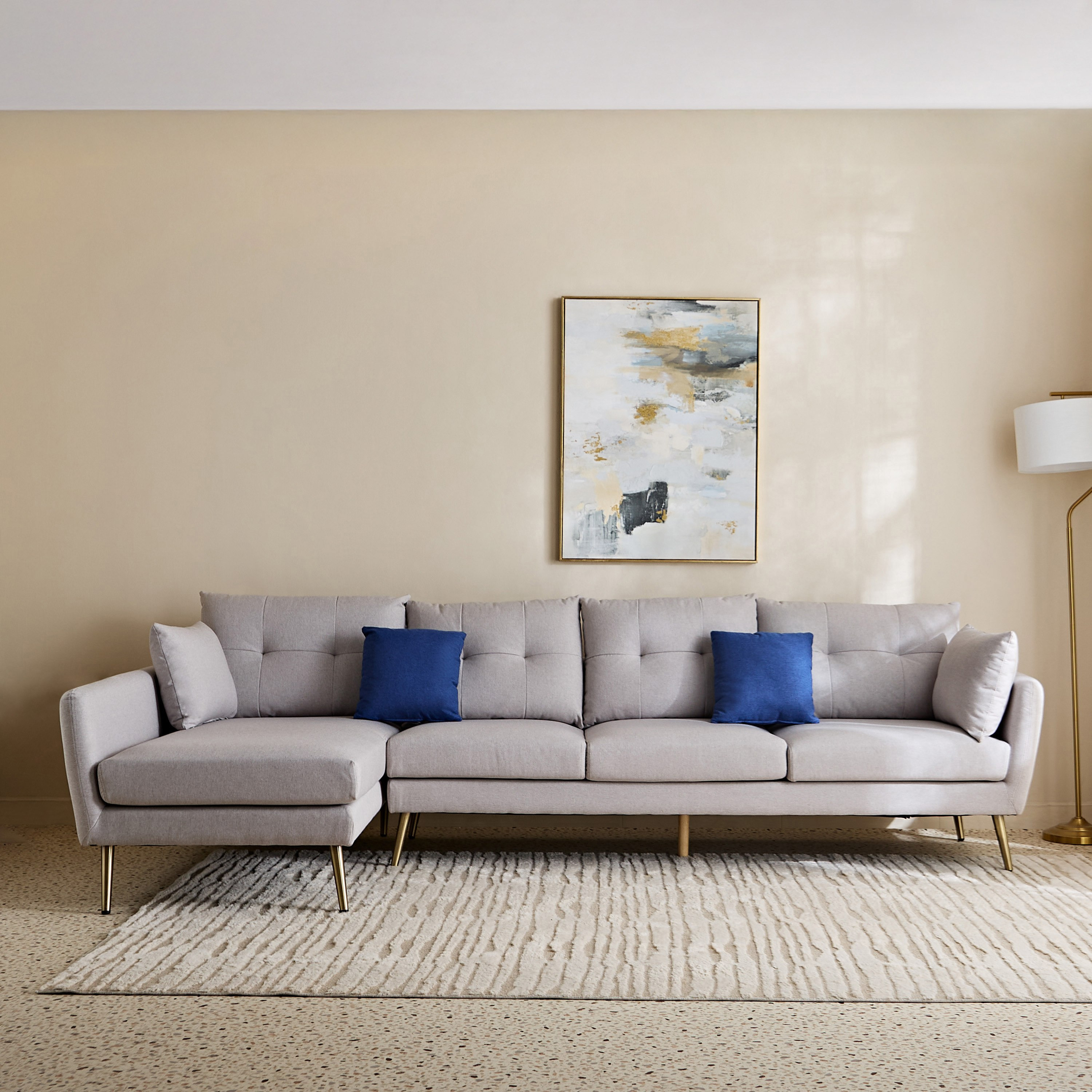 Waver 5-Seater Left Corner Fabric Sofa with 4 Cushions-hbxlivingroom-sofasandarmchairs-sofas-image-2