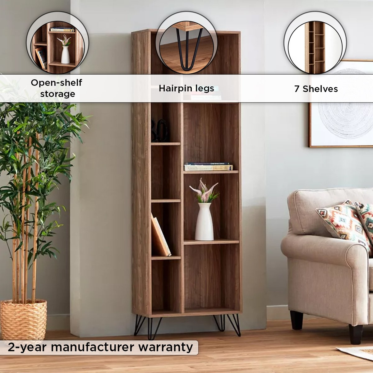 خزانة كتب 7 أرفف من ميرو-hbxfurniture-office-bookcases-image-4