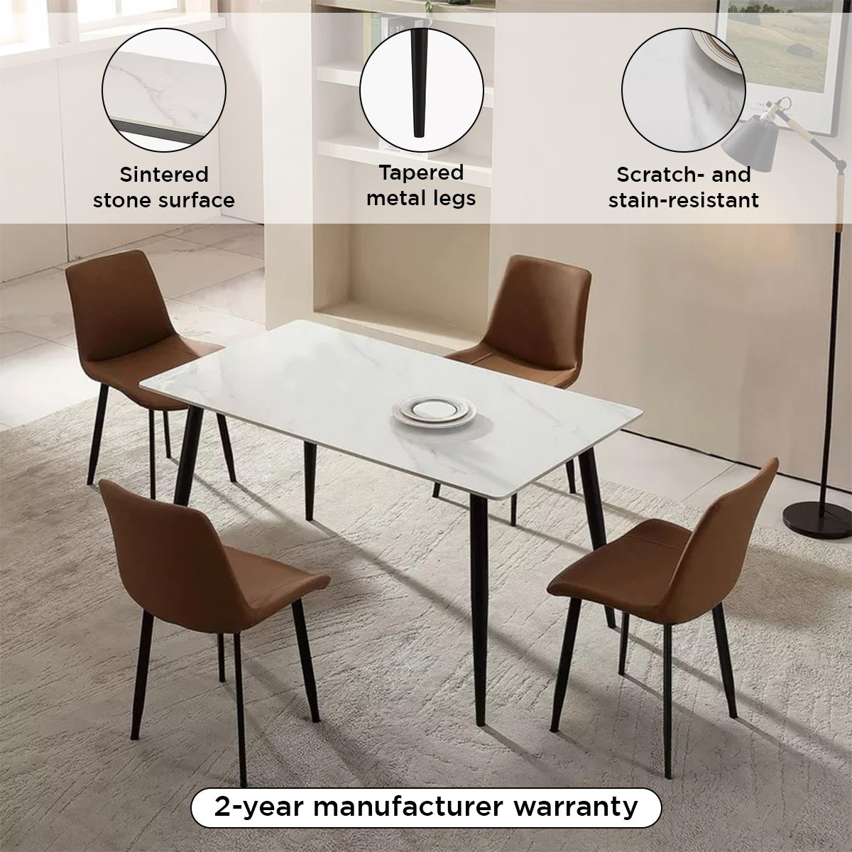 طاولة سفرة 4 مقاعد من الحجر الملبد من مارويل-hbxfurniture-diningtablesandsets-diningtables-fourseater-image-4