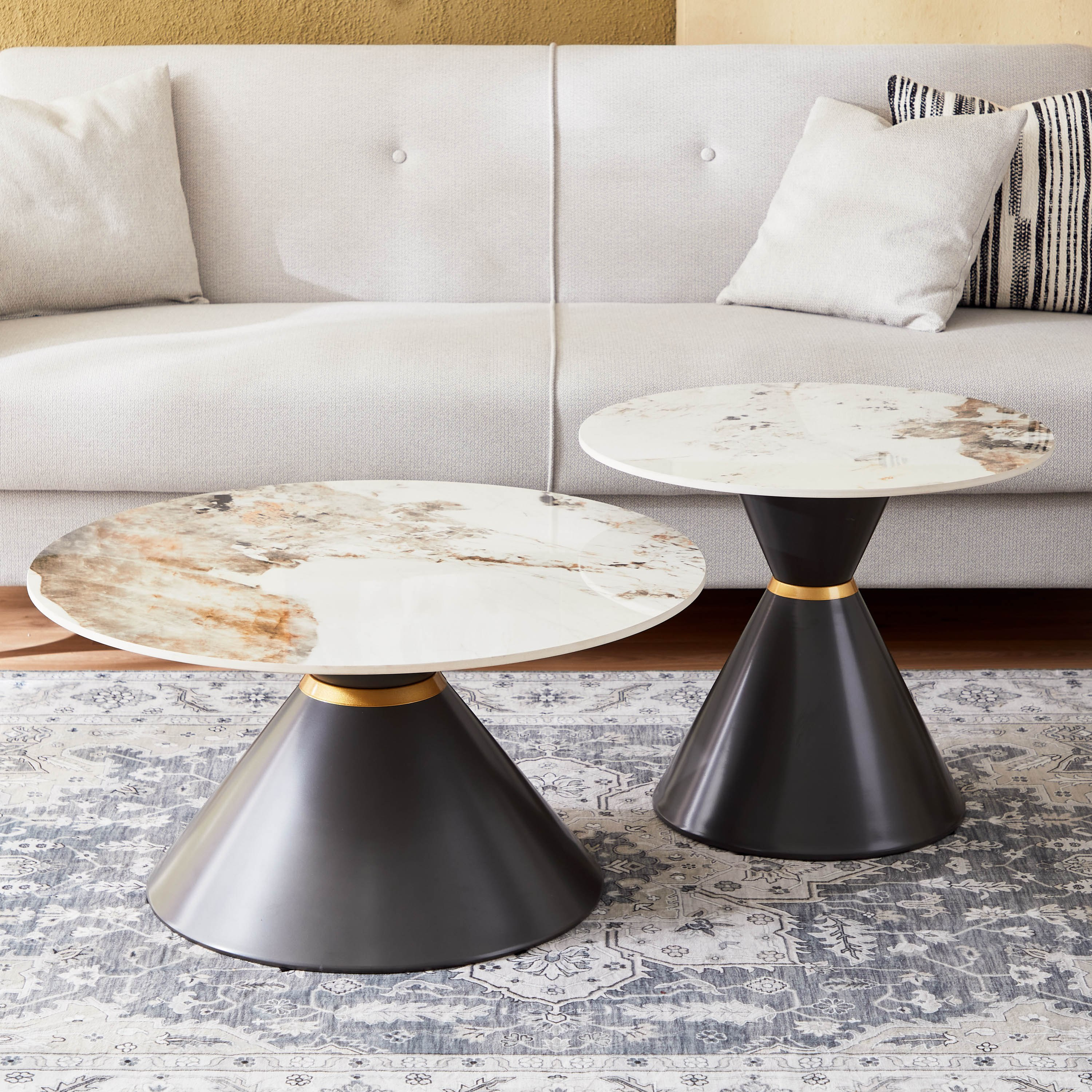 طاولة قهوة من الحجر الملبد من كيتال - طقم من قطعتين-hbxlivingroom-tablesandstands-coffeetables-image-2