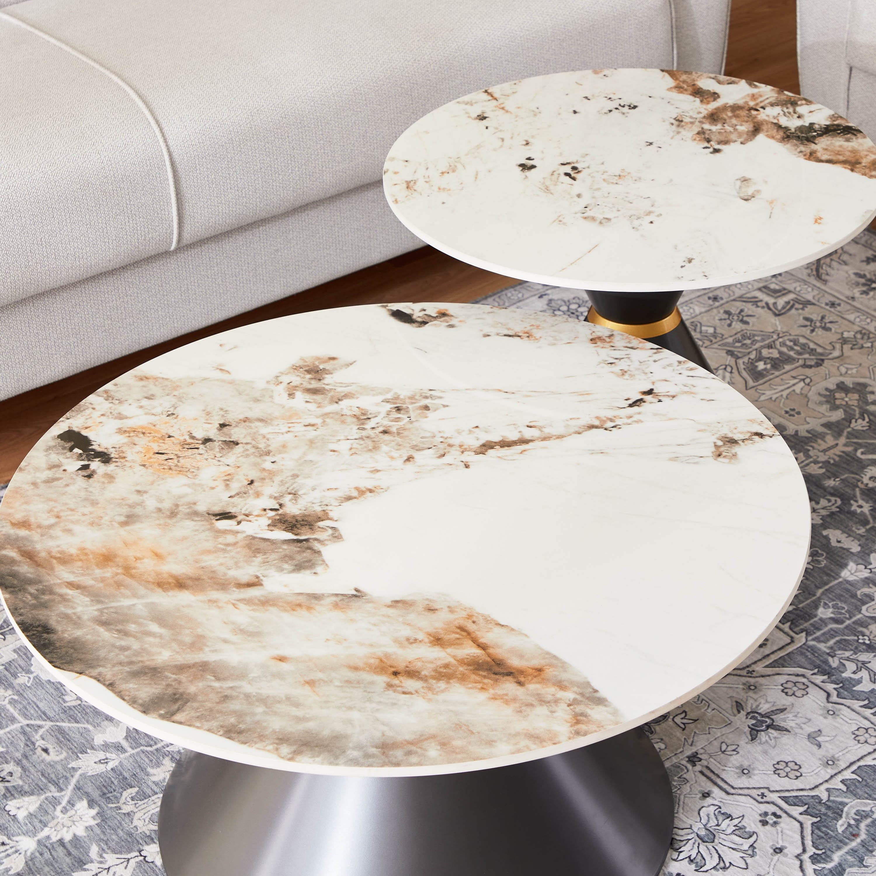طاولة قهوة من الحجر الملبد من كيتال - طقم من قطعتين-hbxlivingroom-tablesandstands-coffeetables-image-3