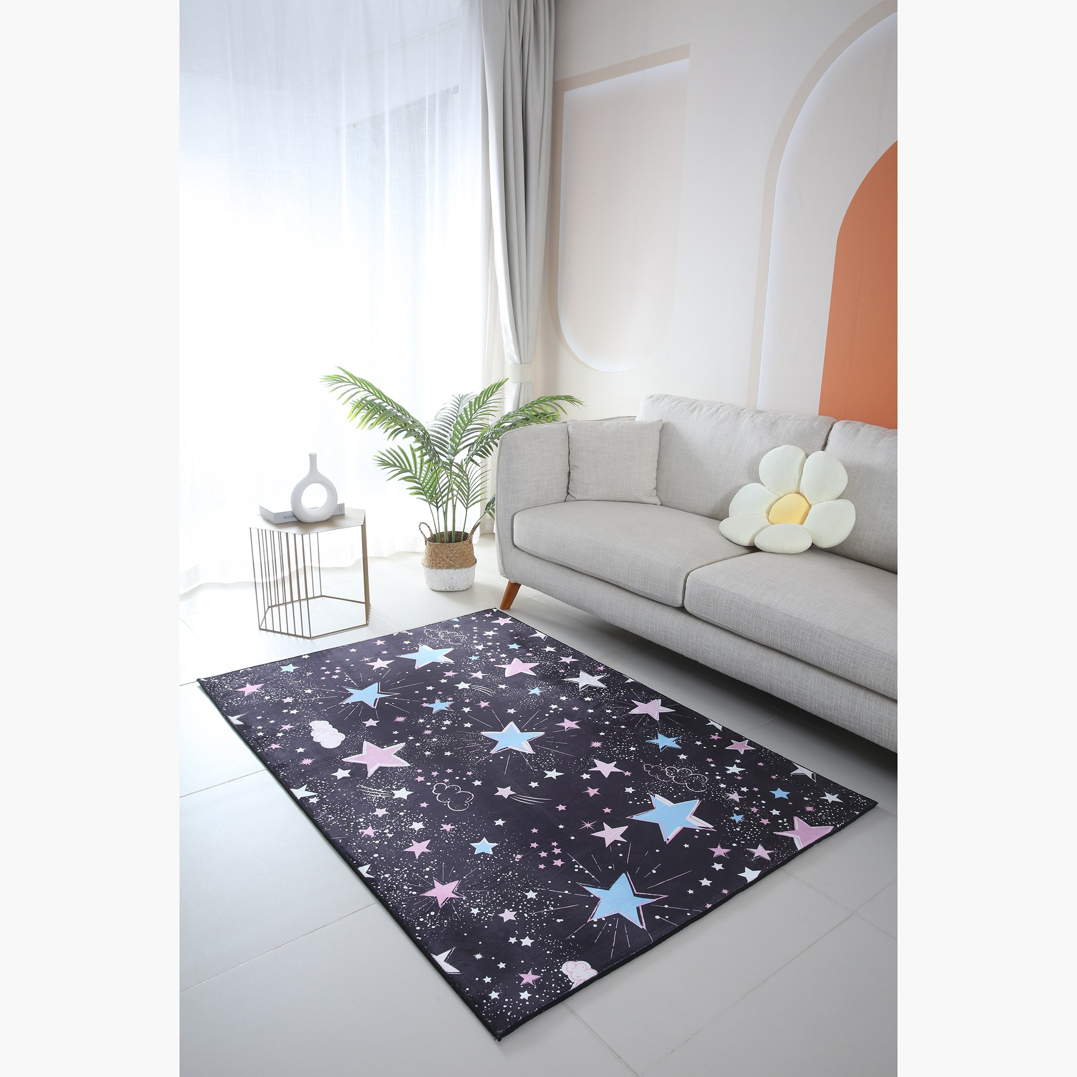 Ben Stars Printed Flannel Rug - 110x160 cm-hbxhomeware-hbxkidsandyouth-image-1