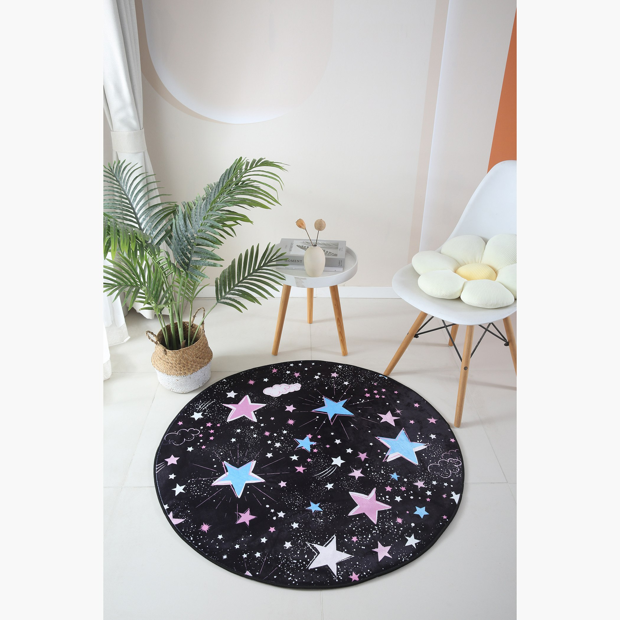سجادة فلانيل مستديرة بطبعات نجوم من بن - 100 سم-hbxhomeware-hbxkidsandyouth-image-1