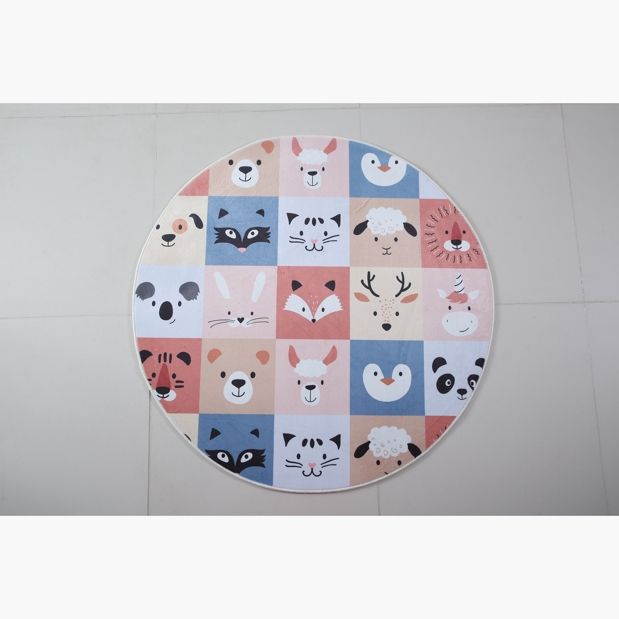Ben Animals Print Round Flannel Rug - 100 cm-hbxhomeware-hbxkidsandyouth-image-2