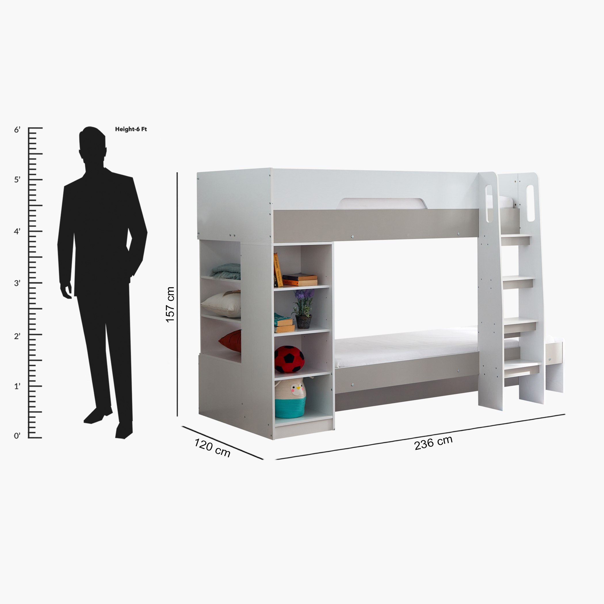 Halmstad Bunk Bed with Storage - 90x190 cm-hbxbedroom-bedsandbedsets-bunkbeds-image-15