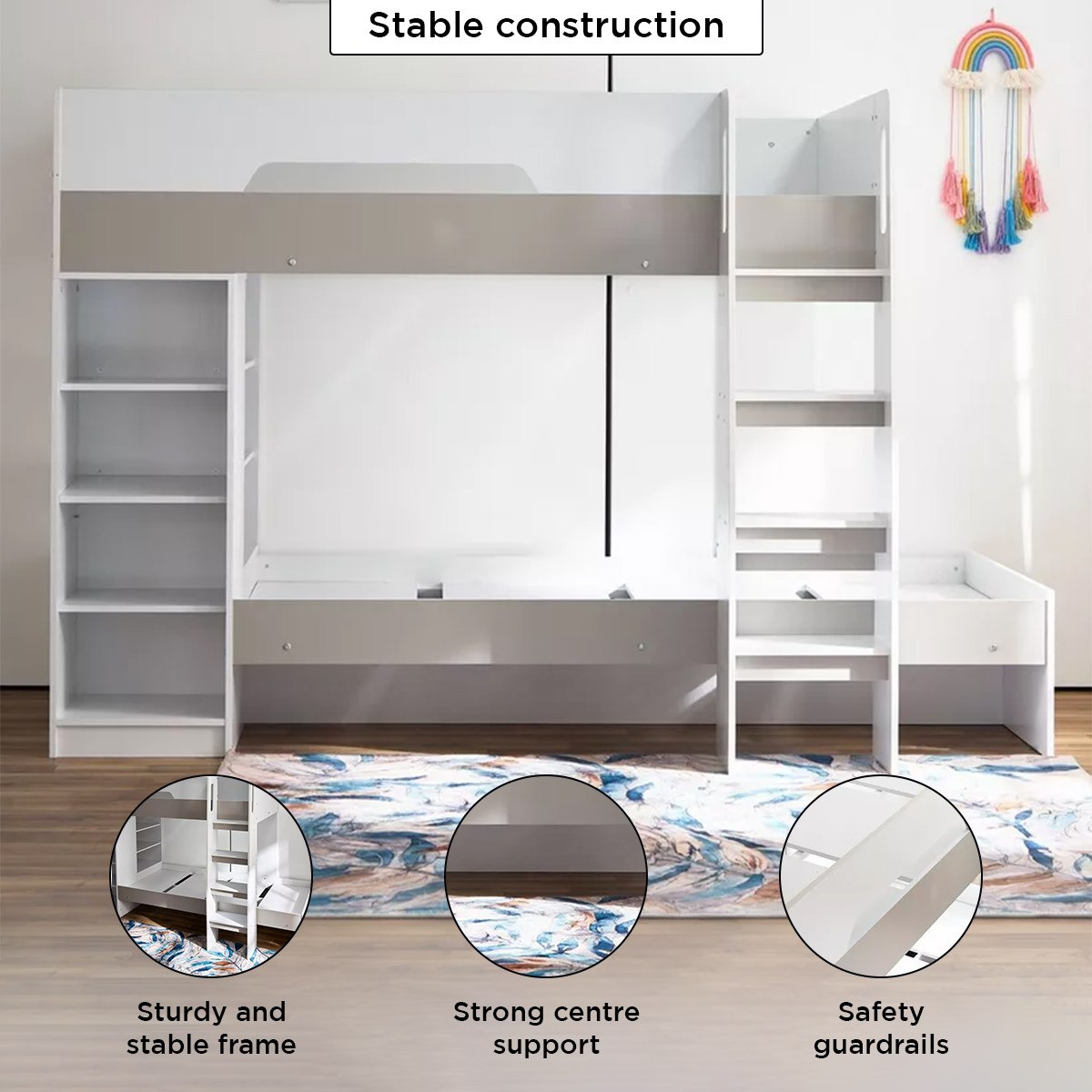 Halmstad Bunk Bed with Storage - 90x190 cm-hbxbedroom-bedsandbedsets-bunkbeds-image-5