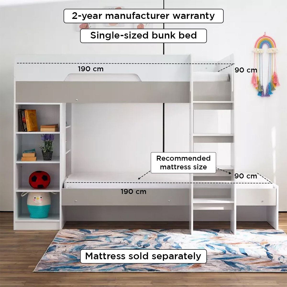 Halmstad Bunk Bed with Storage - 90x190 cm-hbxbedroom-bedsandbedsets-bunkbeds-image-6