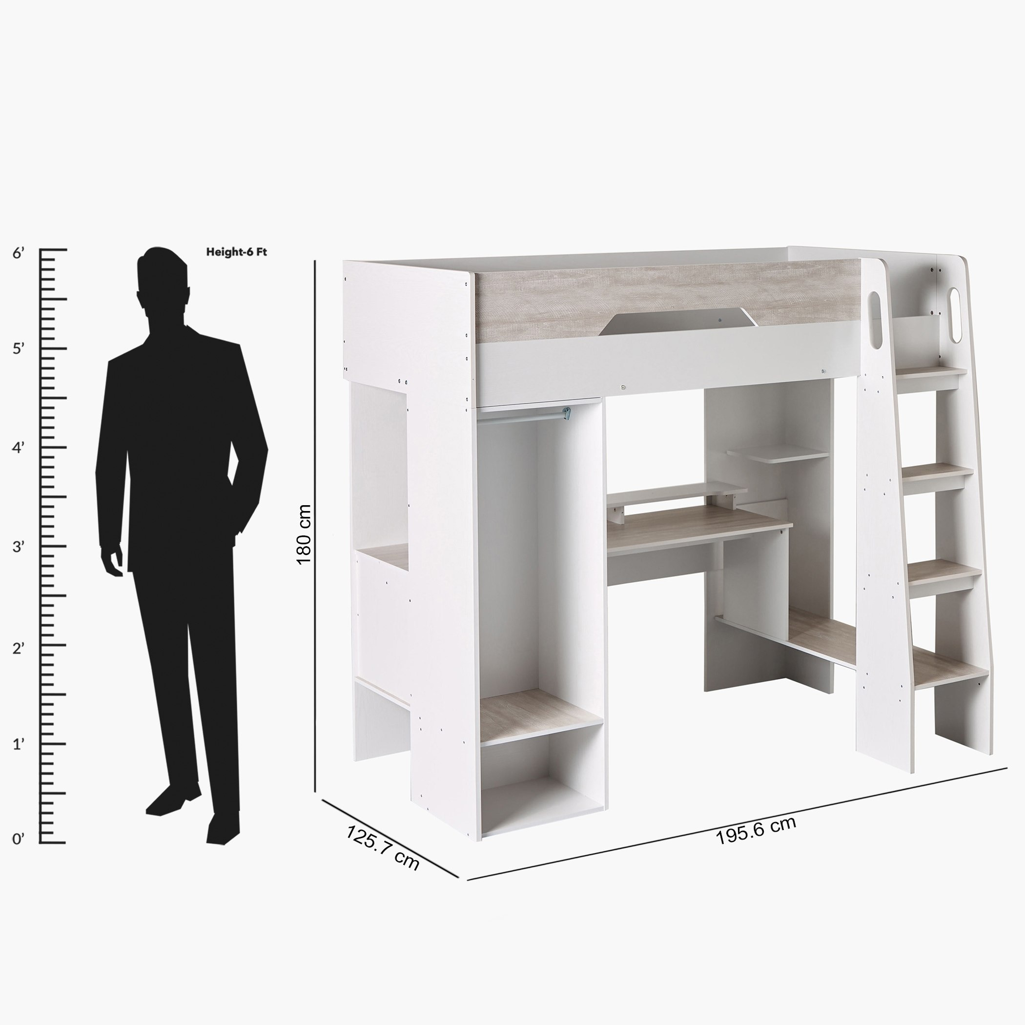 My Loft Single Bed with Storage and Study Desk - 90x190 cm-hbxkidsandyouth-bedsandbedsets-bunkbeds-single-image-11