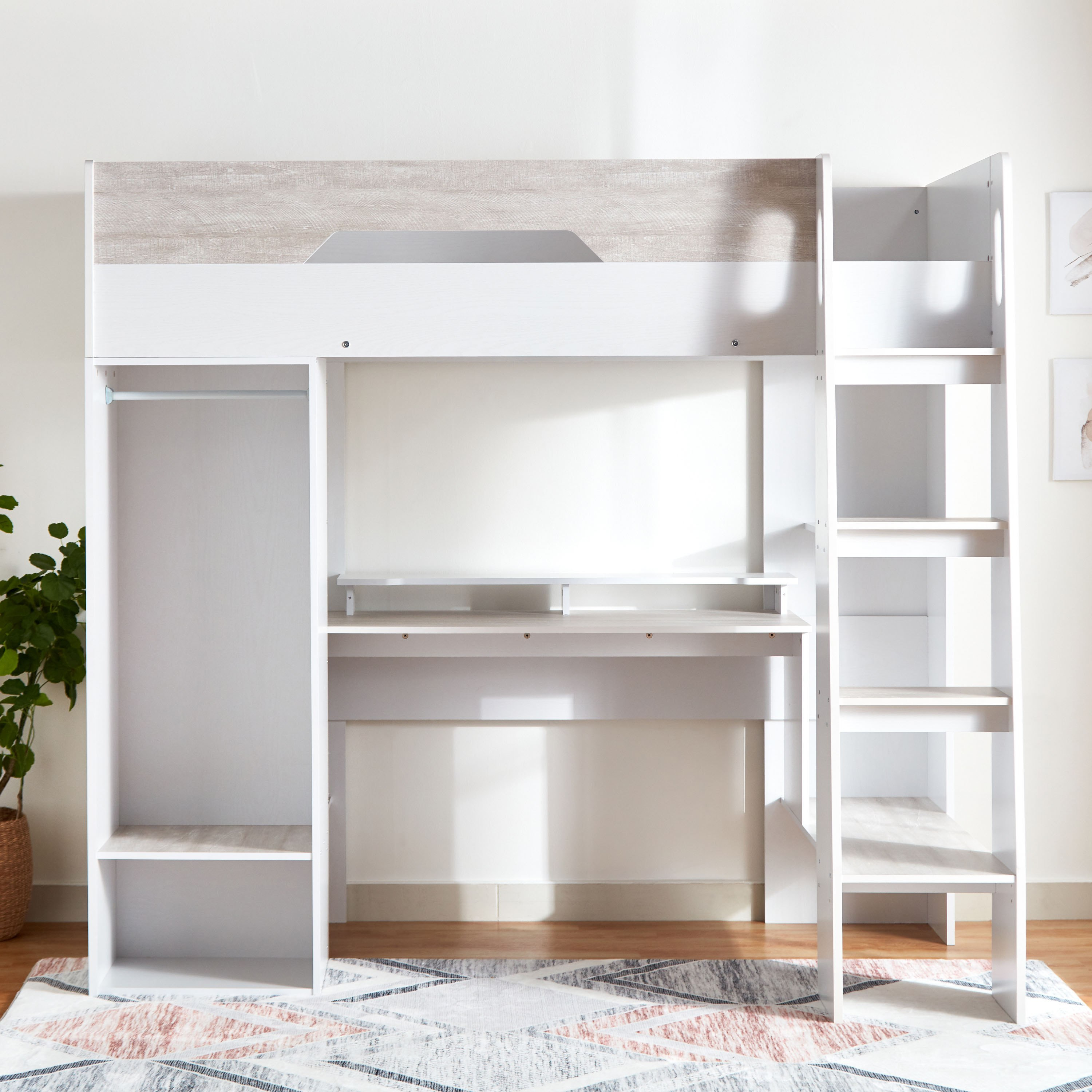 My Loft Single Bed with Storage and Study Desk - 90x190 cm-hbxkidsandyouth-bedsandbedsets-bunkbeds-single-image-3
