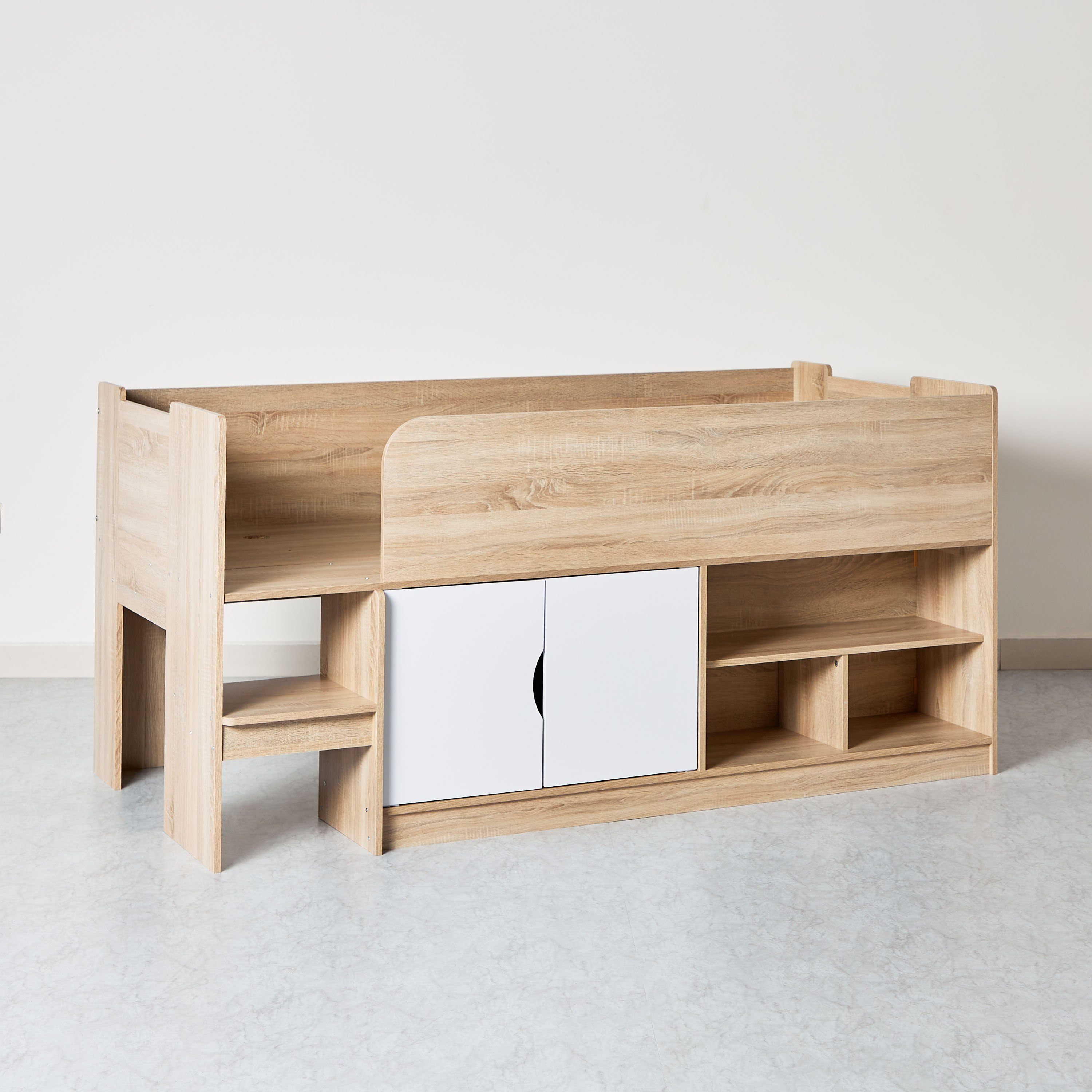 Movo Kulltorp Cabin Bed with 2 Doors and Shelves - 90x190 cm-hbxkidsandyouth-bedsandbedsets-bunkbeds-single-image-10