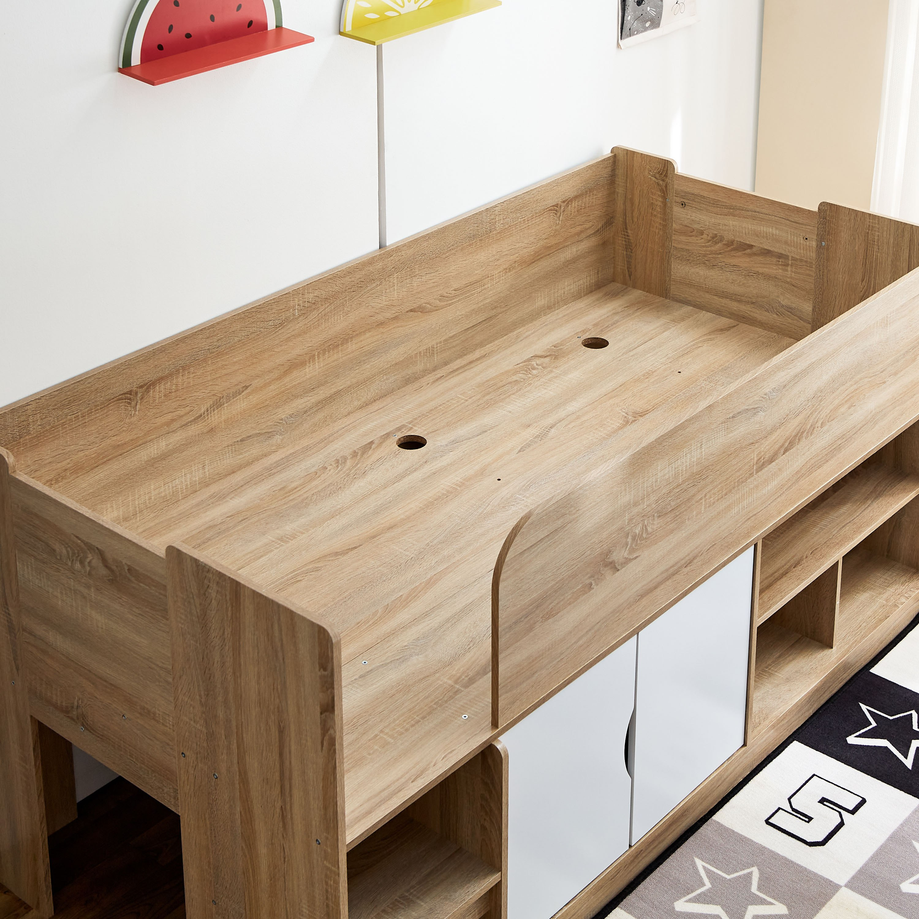 Movo Kulltorp Cabin Bed with 2 Doors and Shelves - 90x190 cm-hbxkidsandyouth-bedsandbedsets-bunkbeds-single-image-4