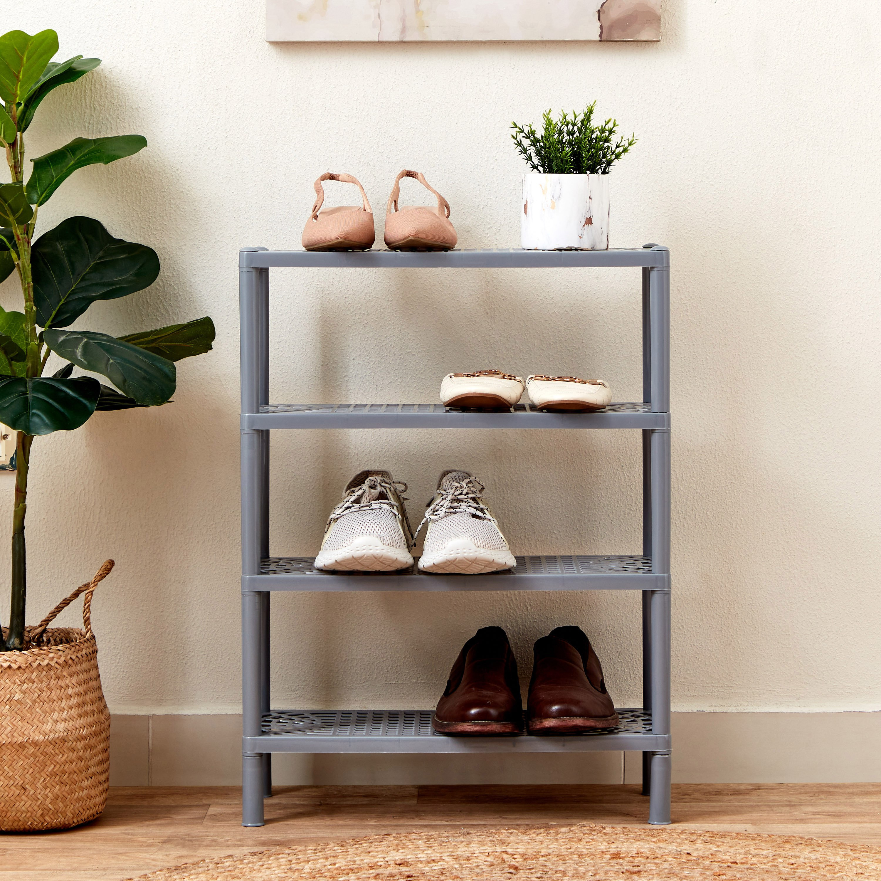 رف أحذية 4 طبقات لـ 9 أزواج من إسينشال- 51.2×20×69 سم-hbxhomeware-hbxbathroom-image-5