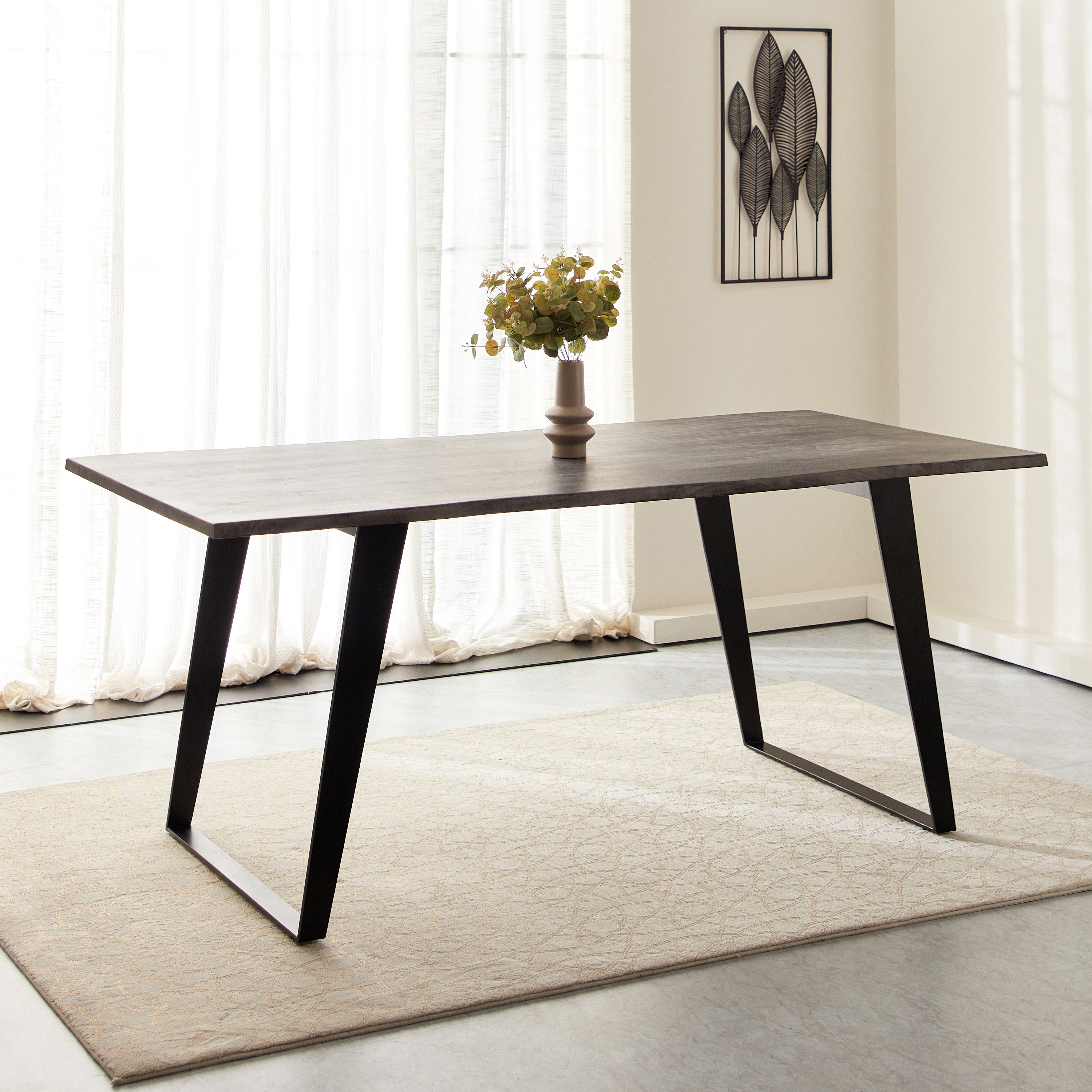 طاولة سفرة لـ6 مقاعد من الخشب الصلب - هاربور من فيندرا-hbxdiningroom-diningtablesandsets-diningtables-sixseater-image-1