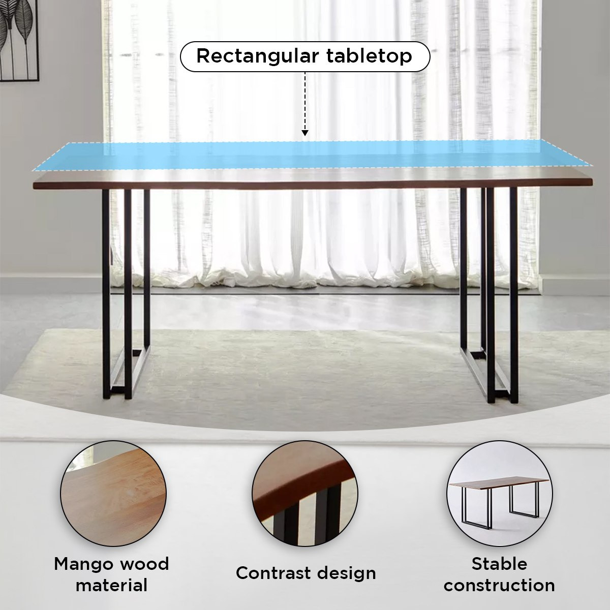 طاولة سفرة لـ6 مقاعد من الخشب الصلب - مونتانا لايف إيدج من فيندرا-hbxdiningroom-diningtablesandsets-diningtables-sixseater-image-5