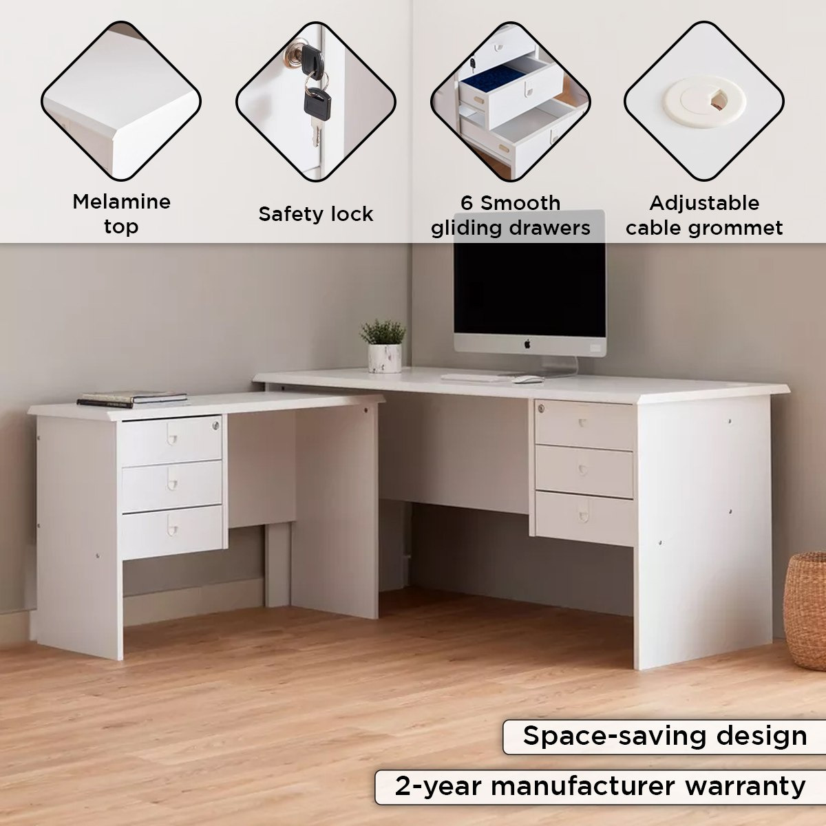 Lisbon Corner Office Desk with 6 Drawers-hbxfurniture-office-desks-image-4