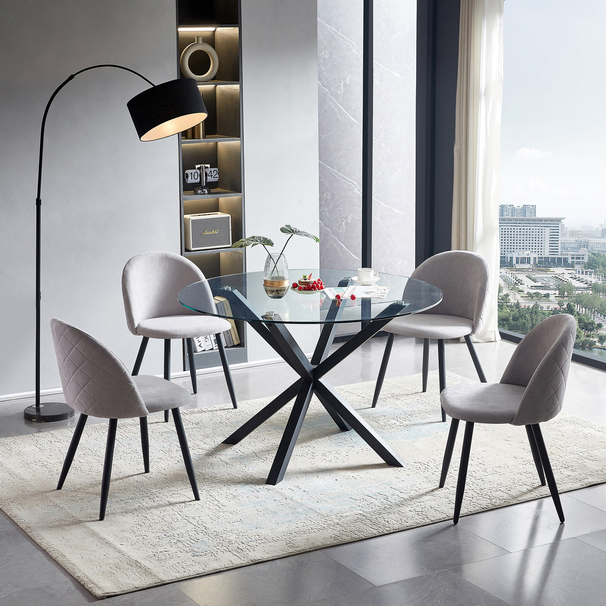 طاولة سفرة مستديرة لـ4 مقاعد من ويفر-hbxfurniture-diningtablesandsets-diningtables-fourseater-image-2