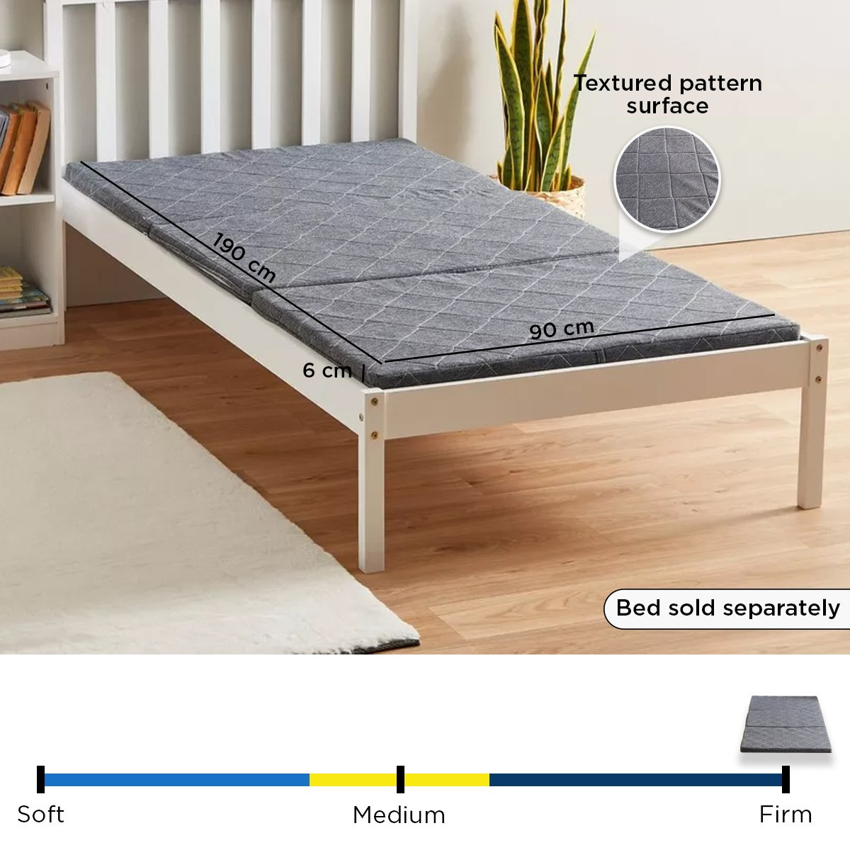 SleepEase iSmart Trifold Foldable Guest Travel Foam Single Mattress - 90x190x6 cm-hbxfurniture-bedroom-mattresses-single-image-4