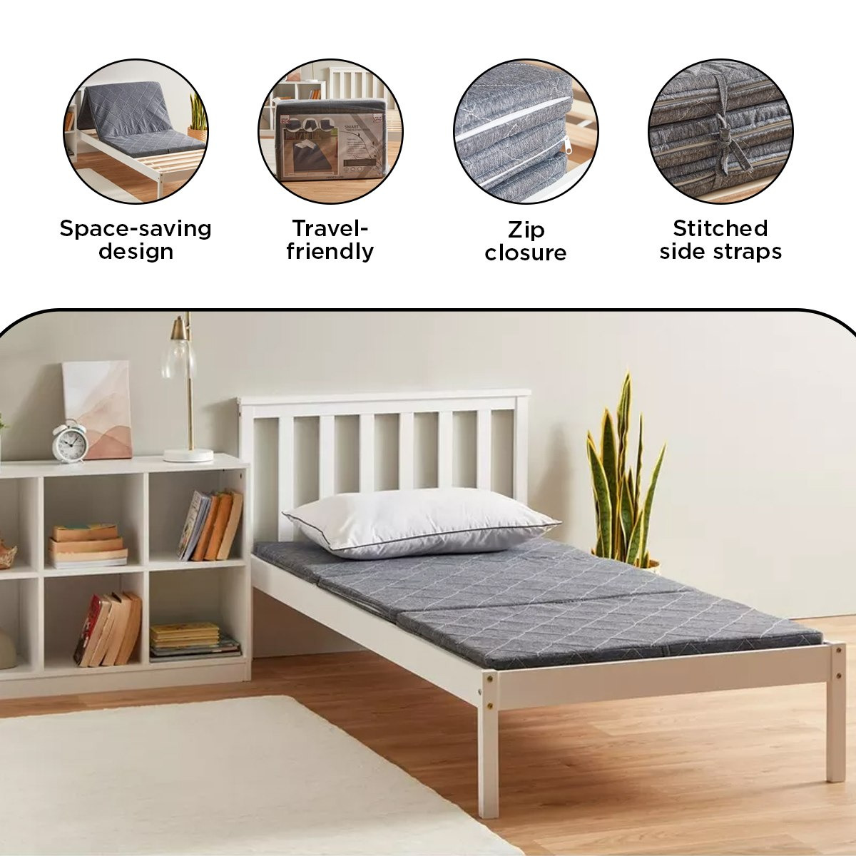 SleepEase iSmart Trifold Foldable Guest Travel Foam Single Mattress - 90x190x6 cm-hbxfurniture-bedroom-mattresses-single-image-6