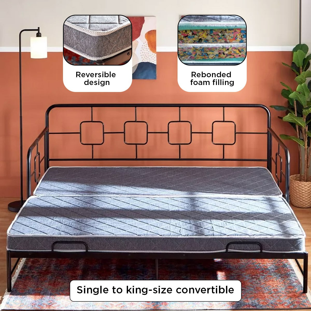 SleepEase iUrban Firm Rebonded Foam King Mattress for Extendable Day Bed- 90/180x200 -hbxfurniture-mattresses-king-image-11