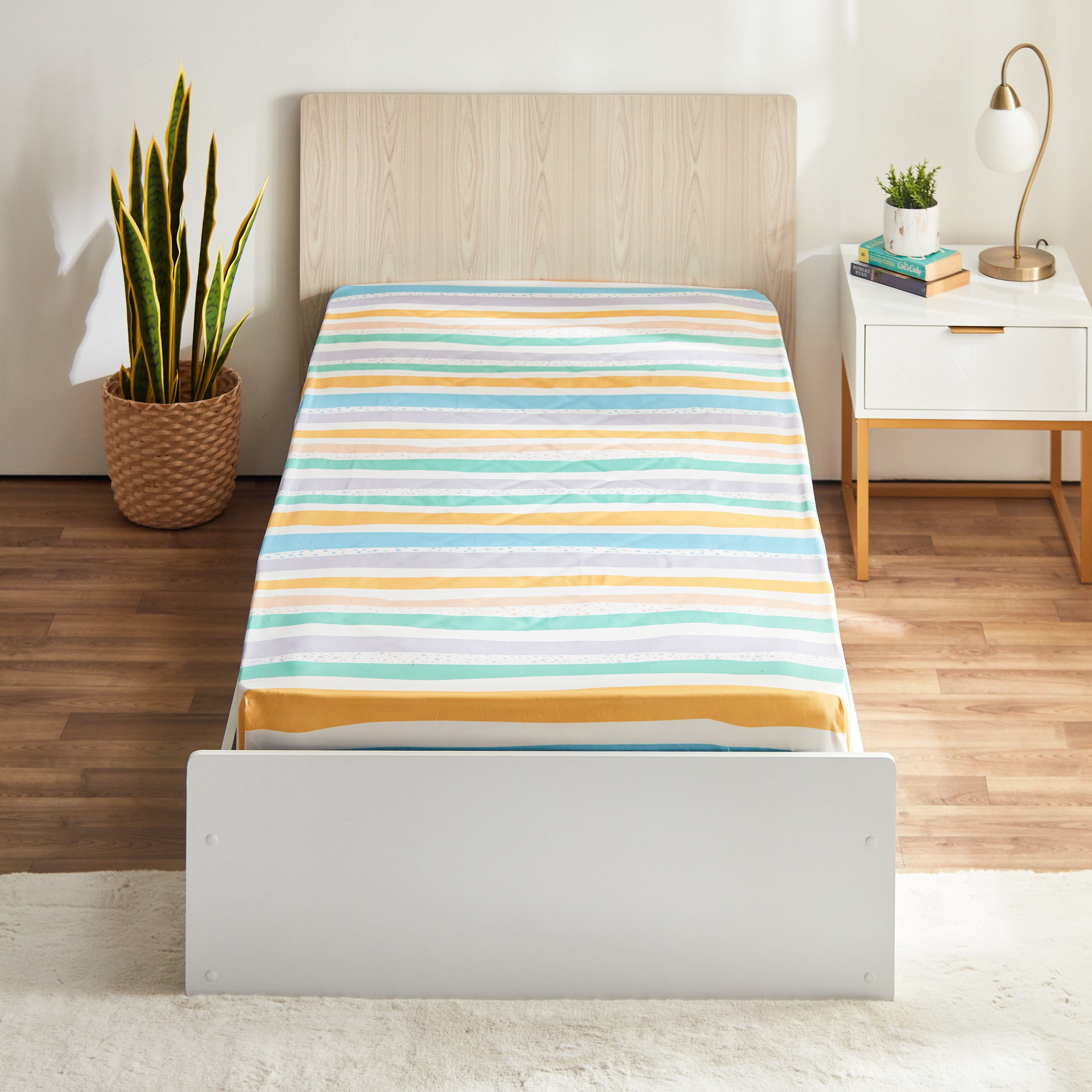 شرشف مطاطي فردي من الألياف الدقيقة ويفز من نورا - 90x190+25 سم-hbxhomeware-hbxkidsandyouth-image-2