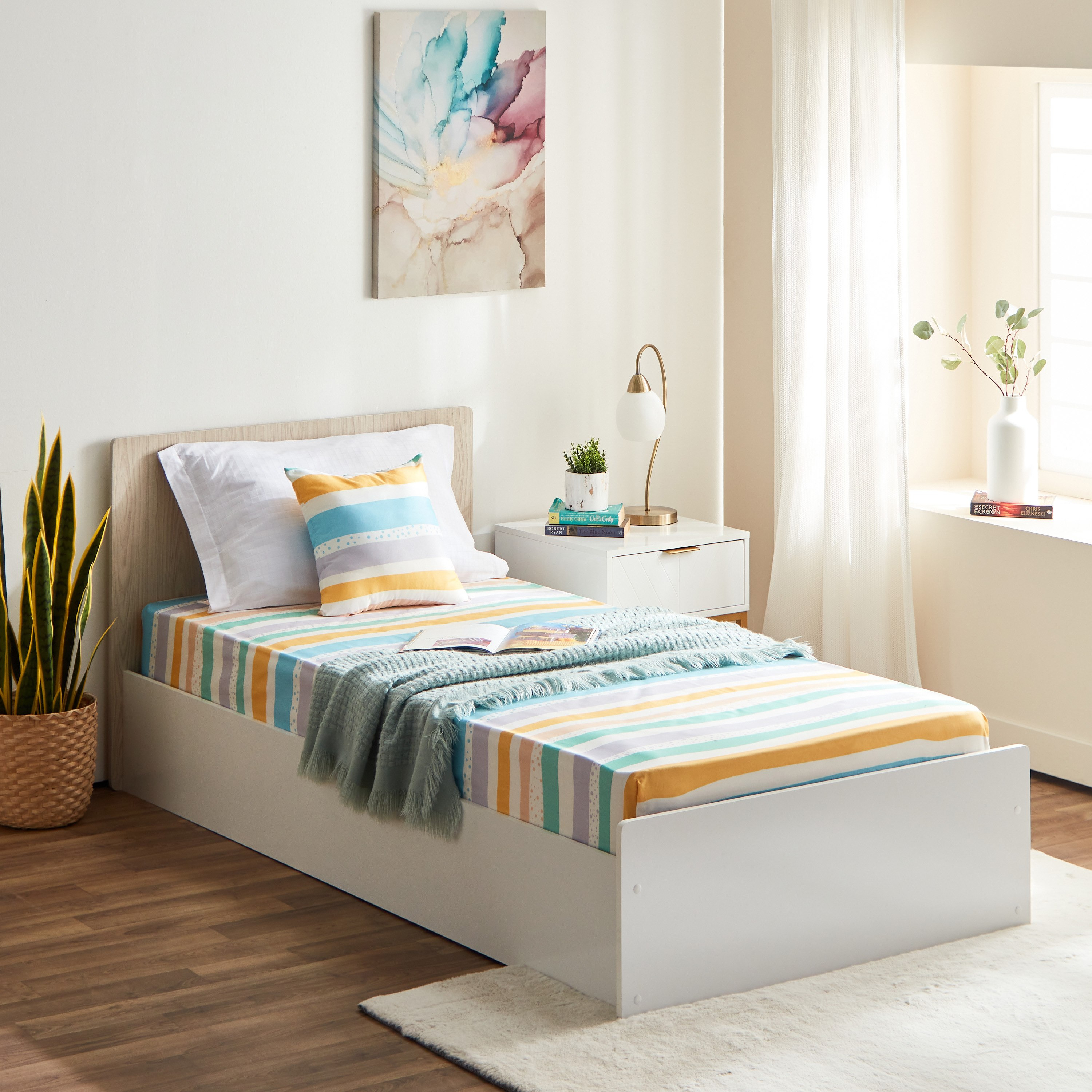 شرشف مطاطي فردي من الألياف الدقيقة ويفز من نورا - 90x190+25 سم-hbxhomeware-hbxkidsandyouth-image-7