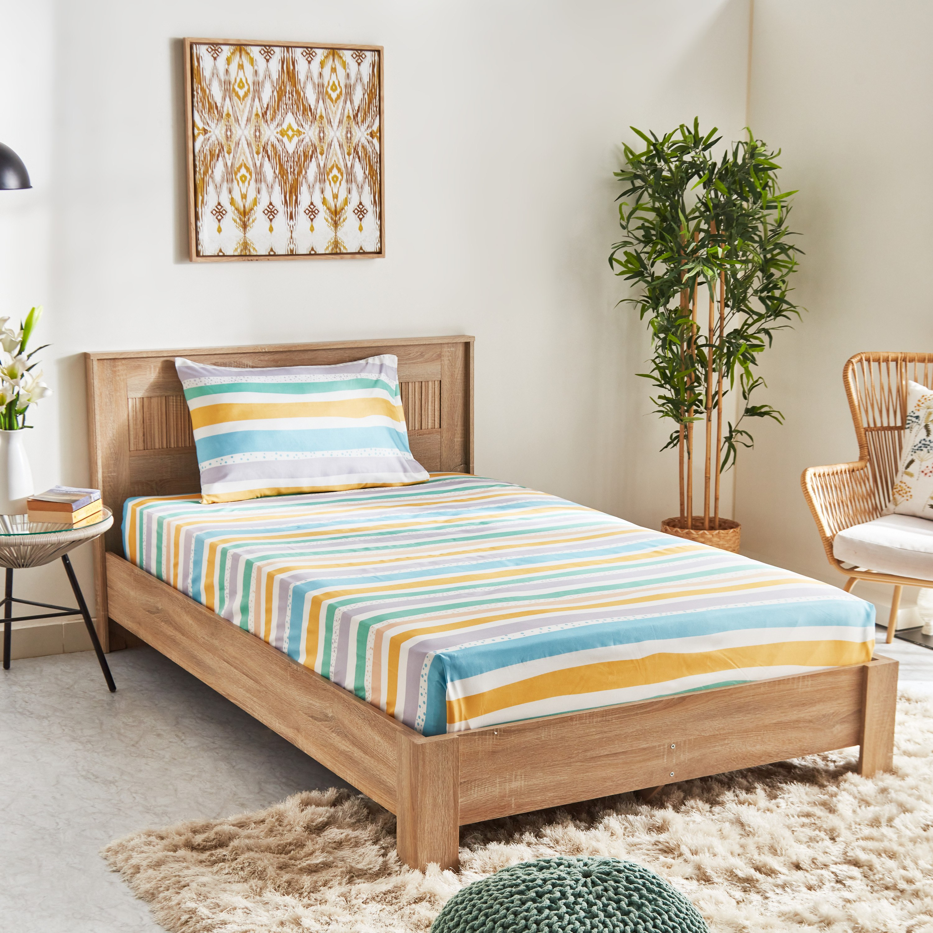 Nora Waves 2-Piece Microfibre Single Flat Sheet Set - 160x240 cm-hbxhomeware-bedding-flatsheets-image-1