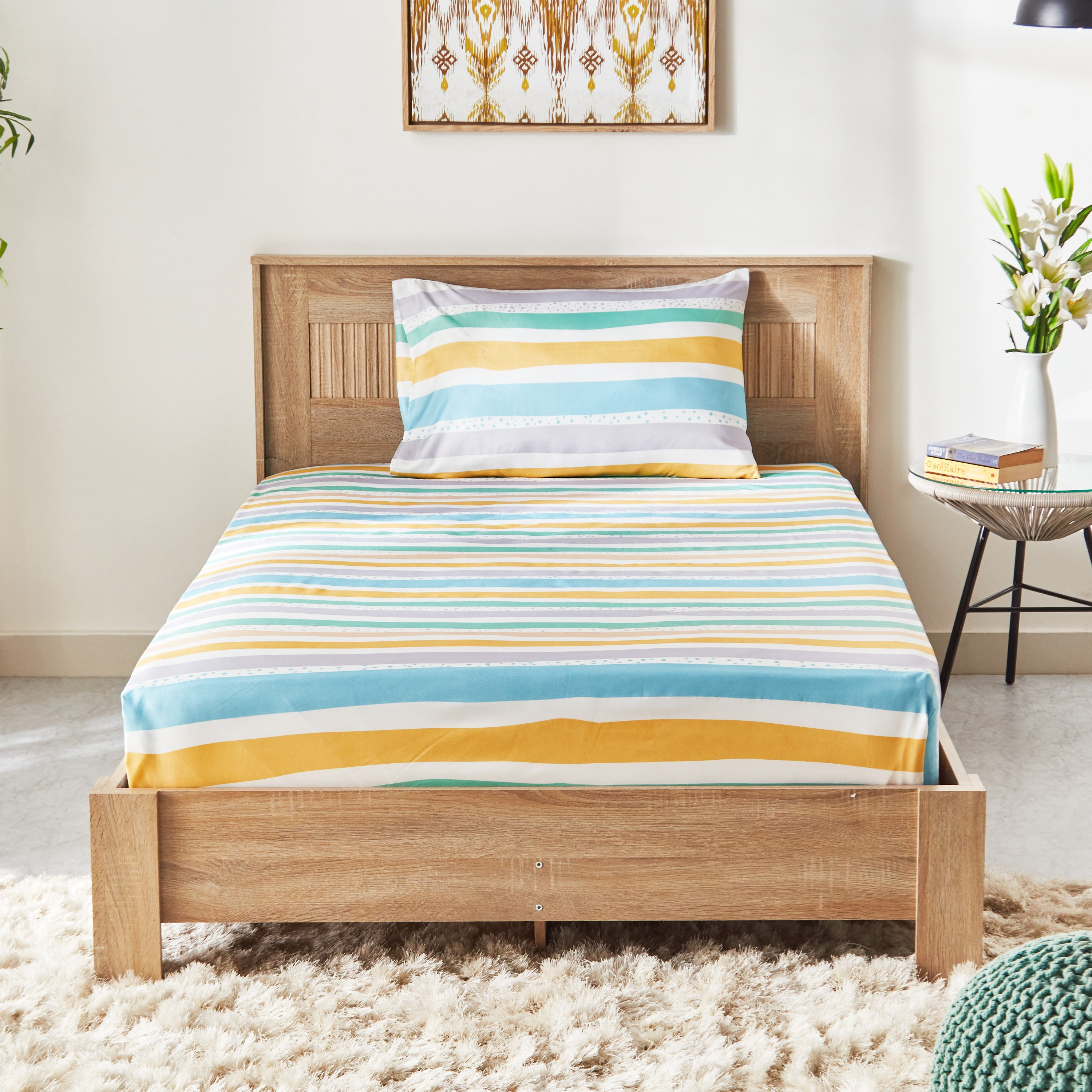 Nora Waves 2-Piece Microfibre Single Flat Sheet Set - 160x240 cm-hbxhomeware-bedding-flatsheets-image-2