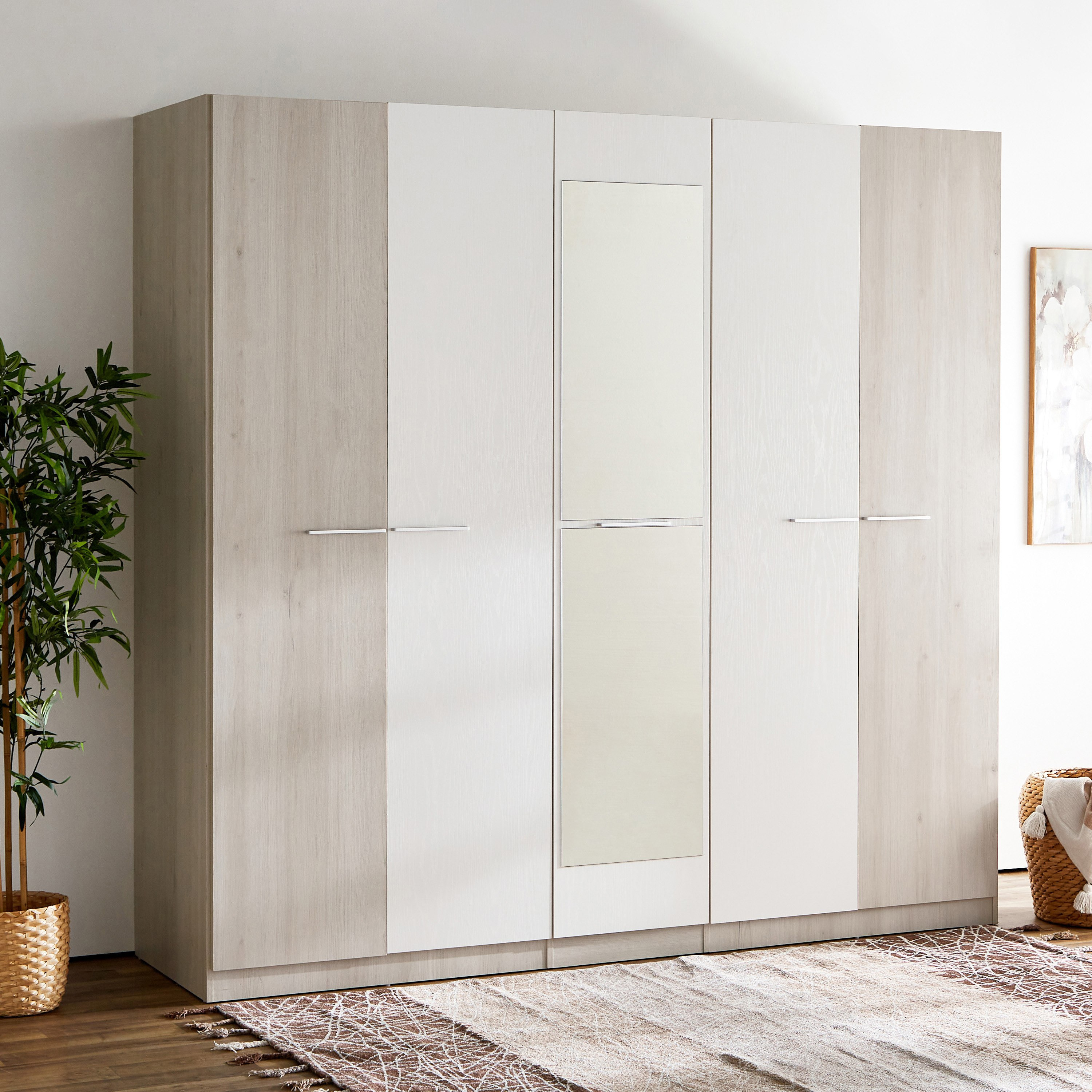 خزانة ملابس 5 أبواب بمرآة من فييستا-hbxfurniture-wardrobes-image-1
