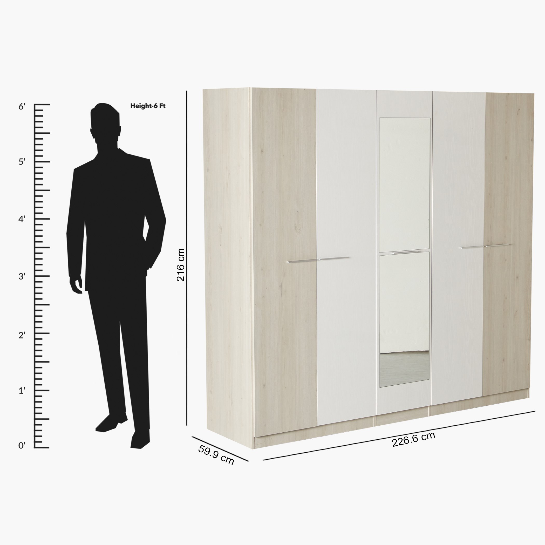 خزانة ملابس 5 أبواب بمرآة من فييستا-hbxfurniture-wardrobes-image-13
