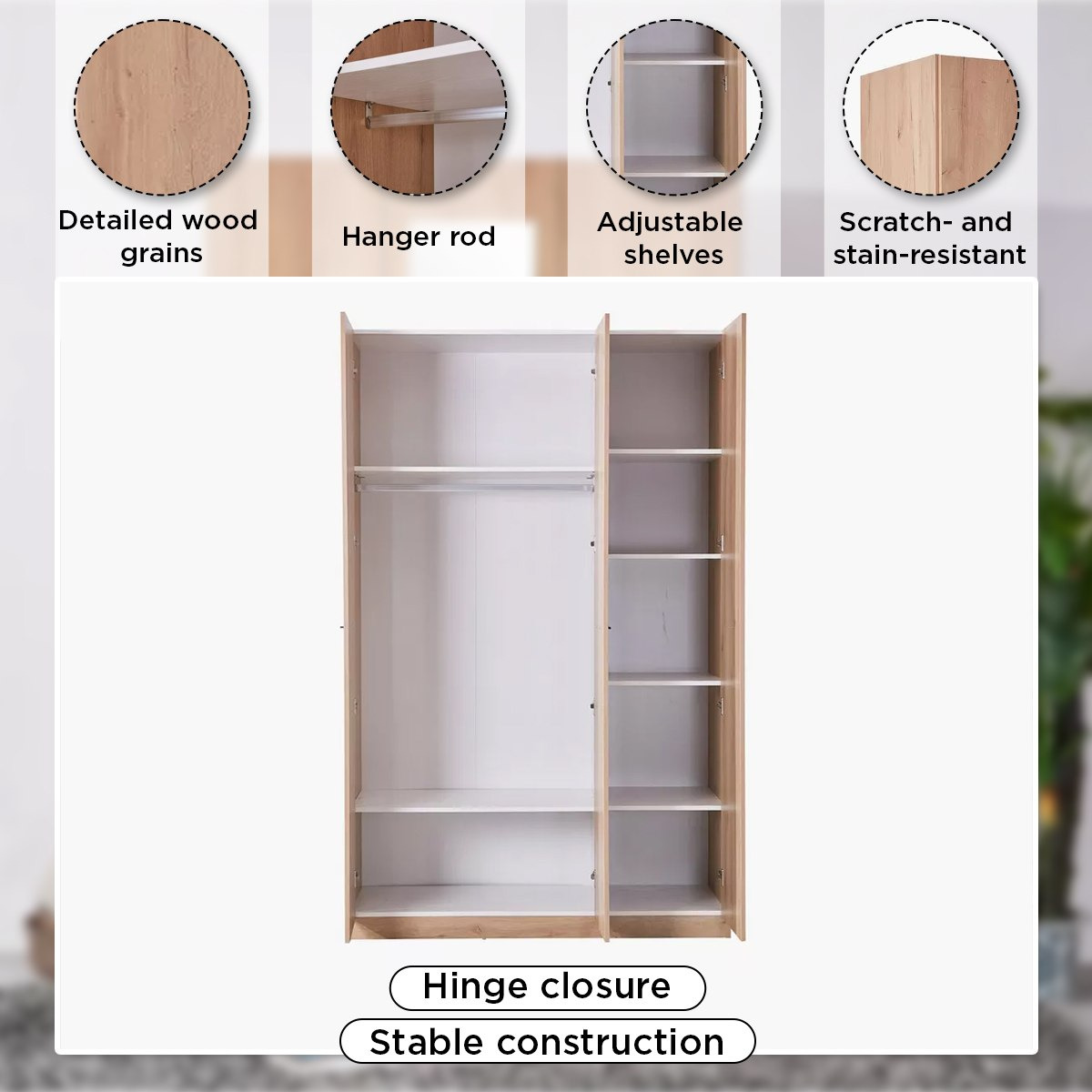 Urban 3-Door Wardrobe with Mirror-hbxfurniture-wardrobes-image-5
