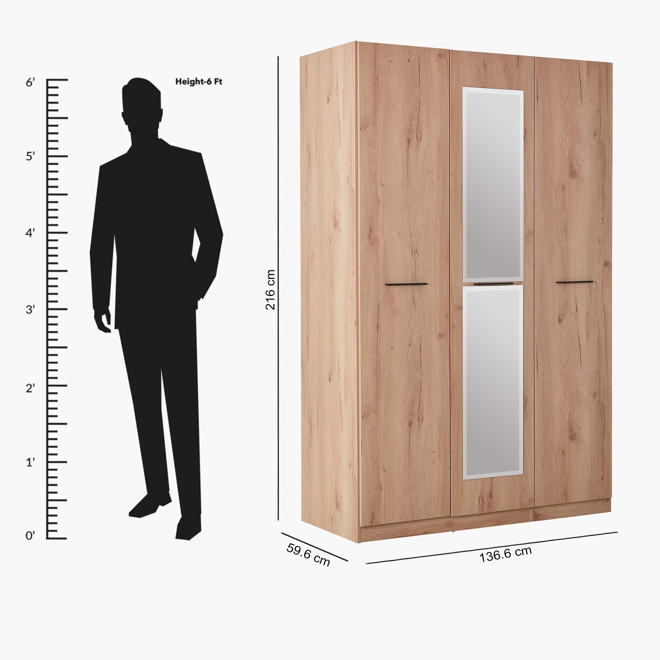 Urban 3-Door Wardrobe with Mirror-hbxfurniture-wardrobes-image-9