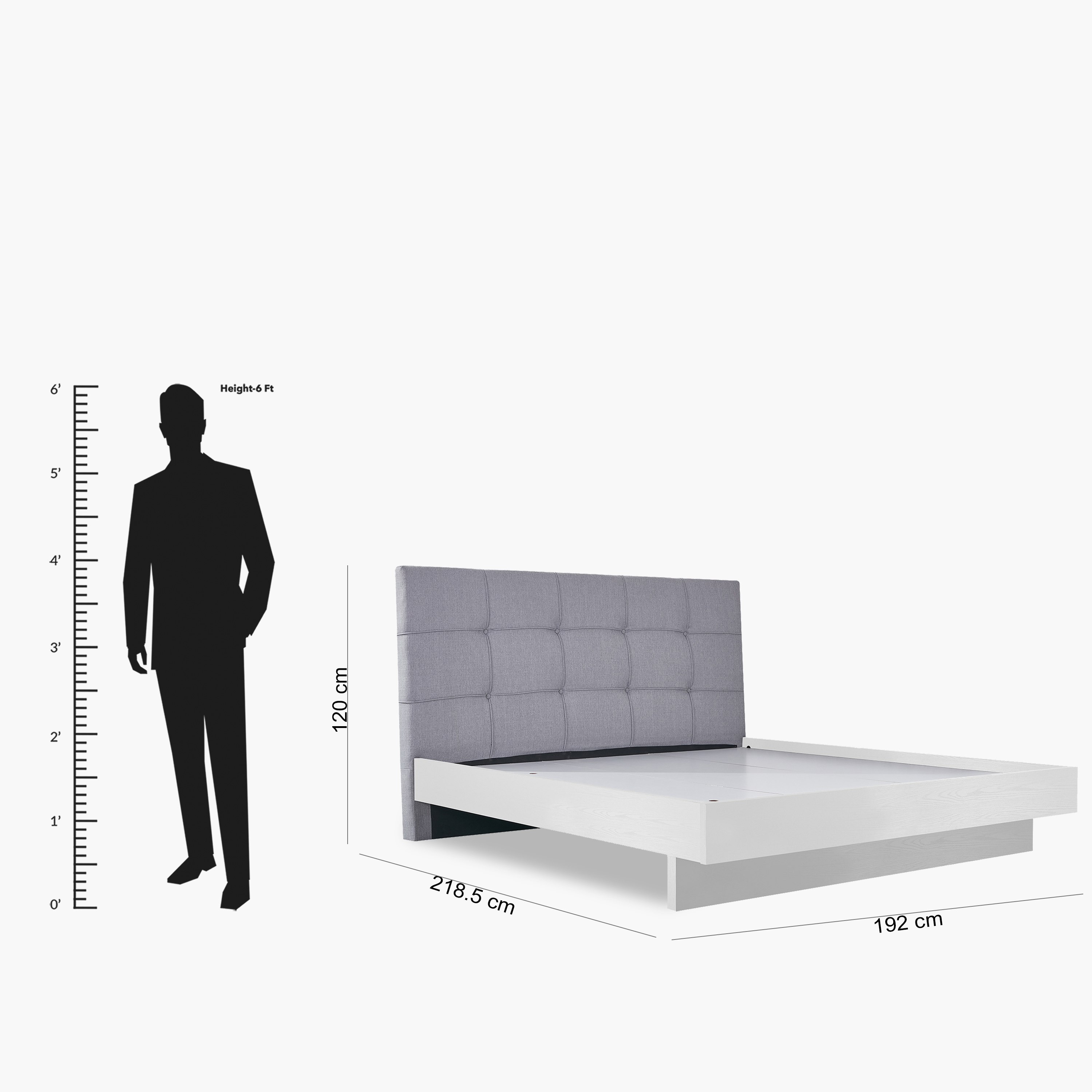 Patara Upholstered King Bed with Floating Footboard - 180x200 cm-hbxfurniture-bedsandbedsets-beds-king-image-10
