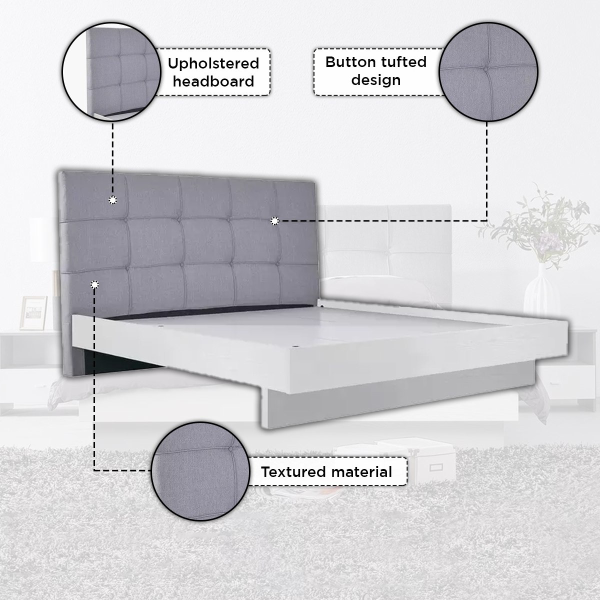 Patara Upholstered King Bed with Floating Footboard - 180x200 cm-hbxfurniture-bedsandbedsets-beds-king-image-6