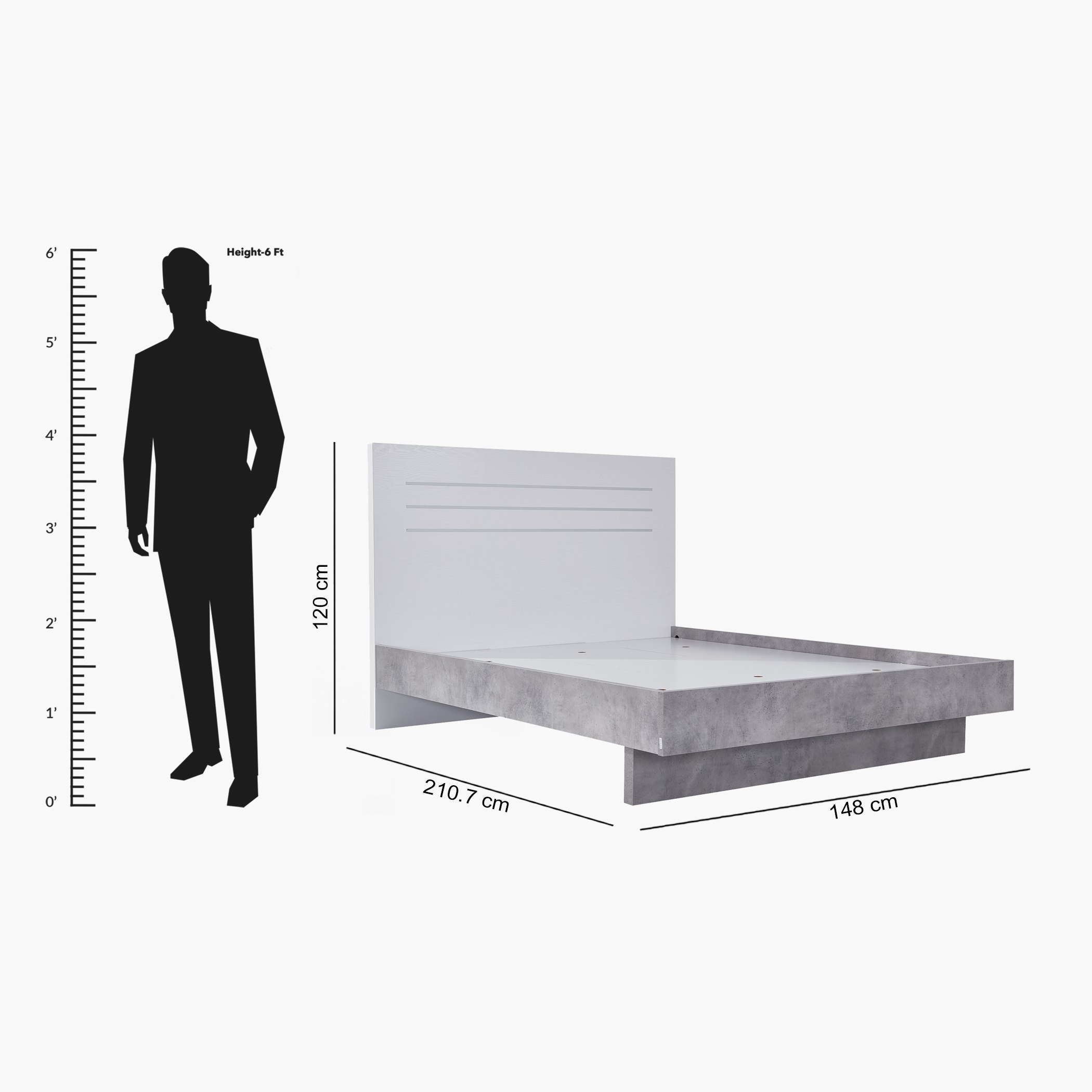 Patara Queen Bed with Floating Footboard - 140x200 cm-hbxbedroom-bedsandbedsets-beds-queen-image-8