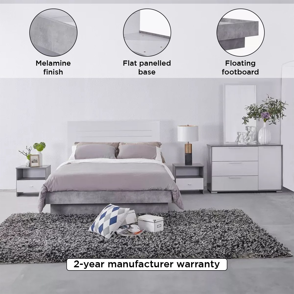 Patara Queen Bed with Floating Footboard - 150x200 cm-hbxbedroom-bedsandbedsets-beds-queen-image-4