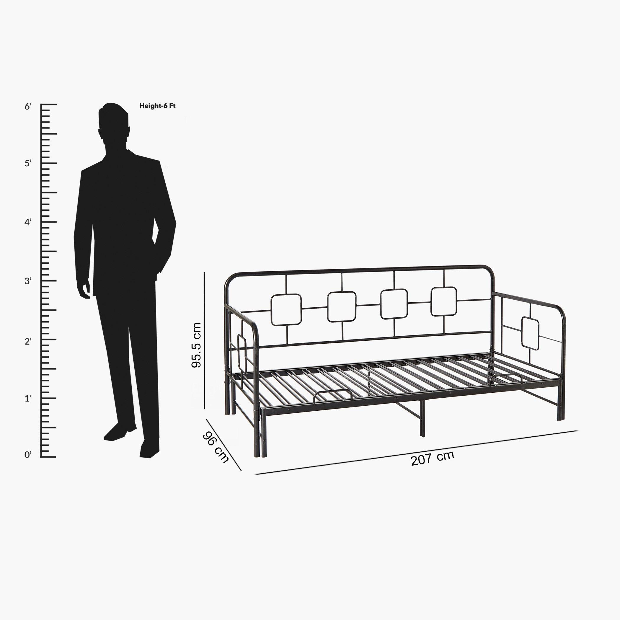 Movo Urban Extendable Metal Single Day Bed - 90x200 cm-hbxbedroom-bedsandbedsets-daybeds-image-14