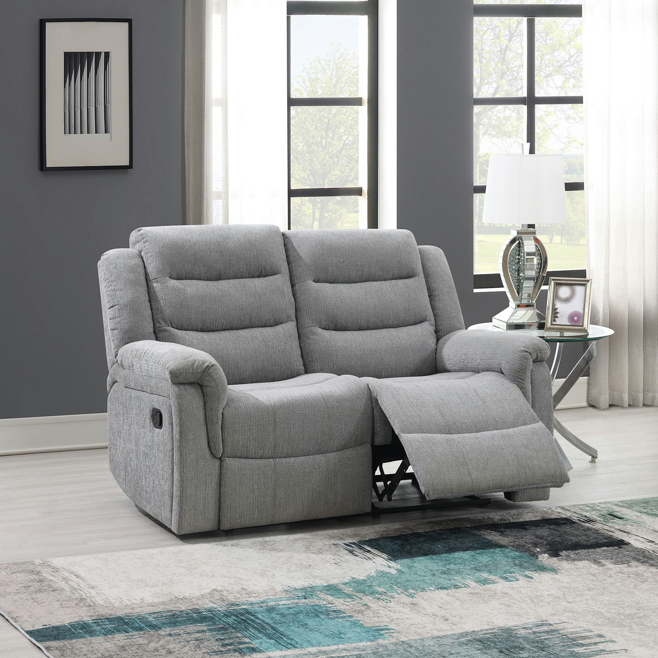 Fabric recliner best sale 2 seater sofa