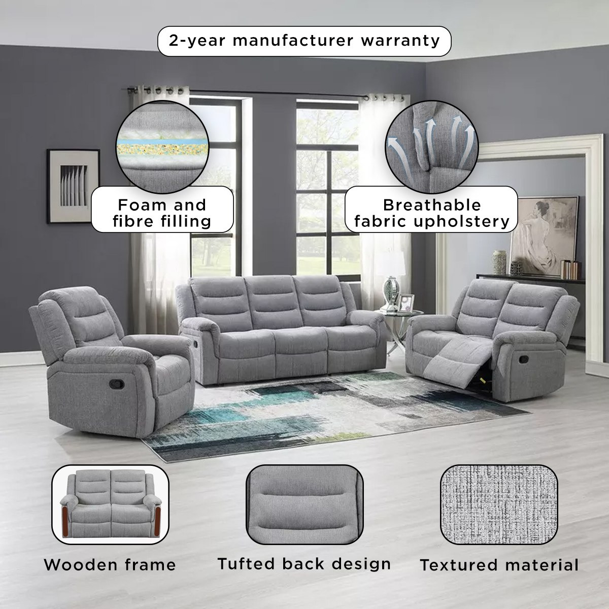 طقم كنبة استرخاء بمقعدين من جريفين-hbxlivingroom-sofasandarmchairs-sofas-image-6