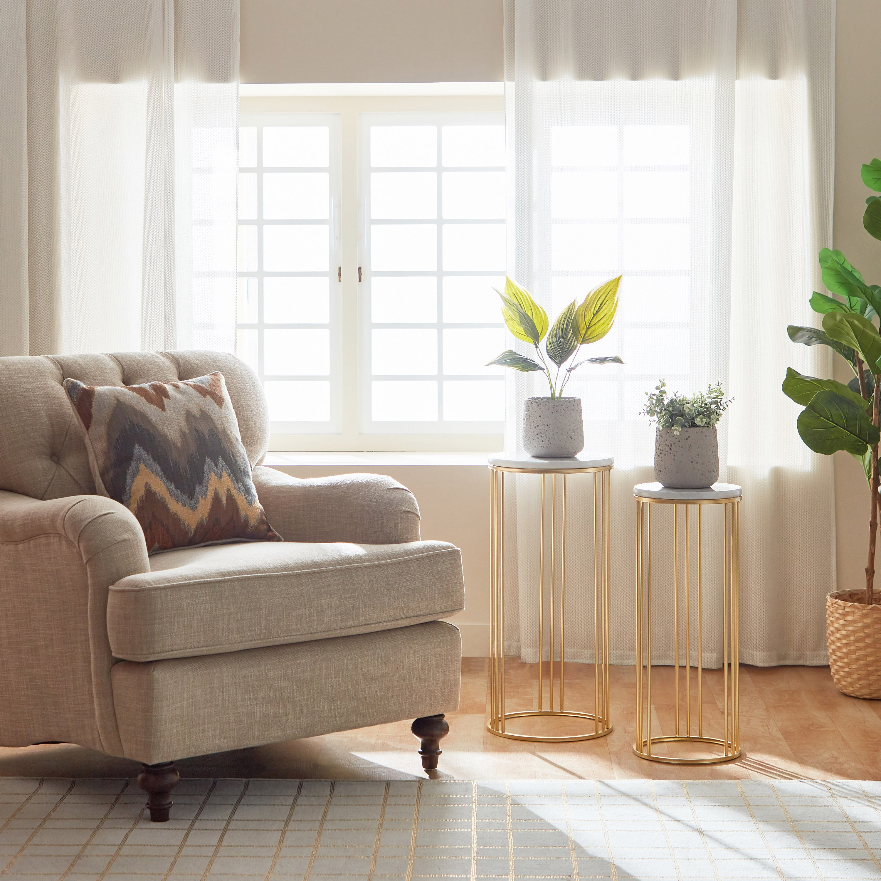 حامل إناء زرع مستدير بسطح رخام من لينور - طقم قطعتين-hbxfurniture-livingroom-endtables-image-6