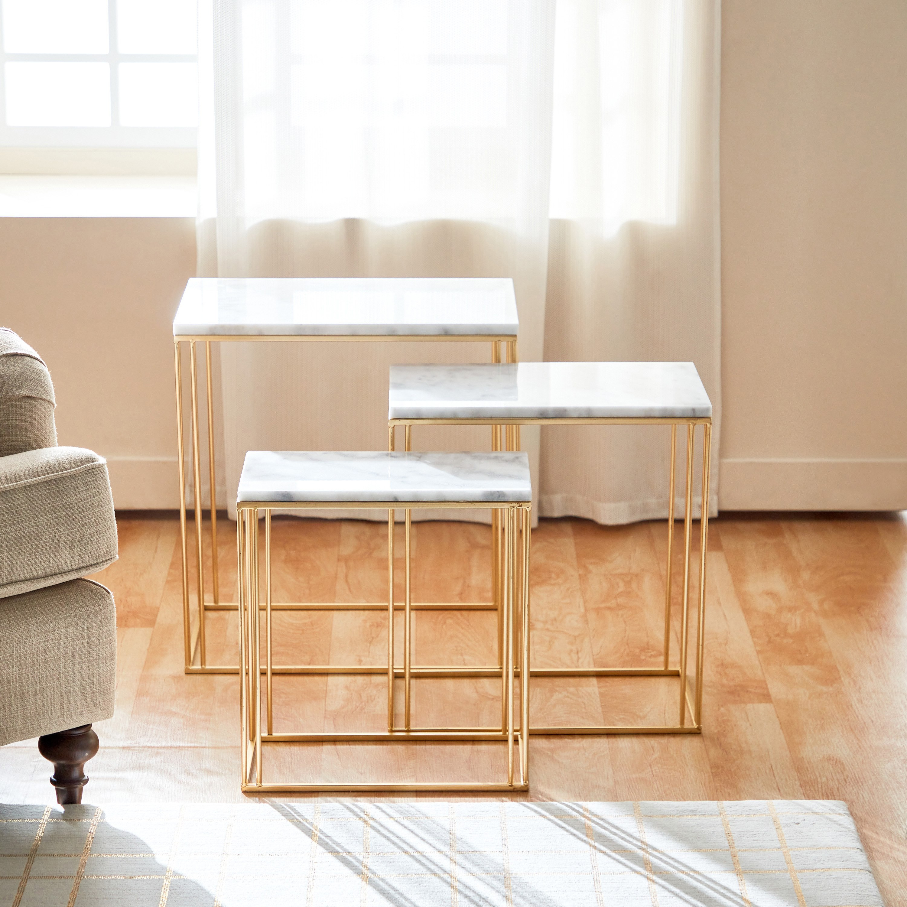 طاولة جانبية بسطح رخام من لينور - طقم من 3 قطع-hbxfurniture-livingroom-endtables-image-2