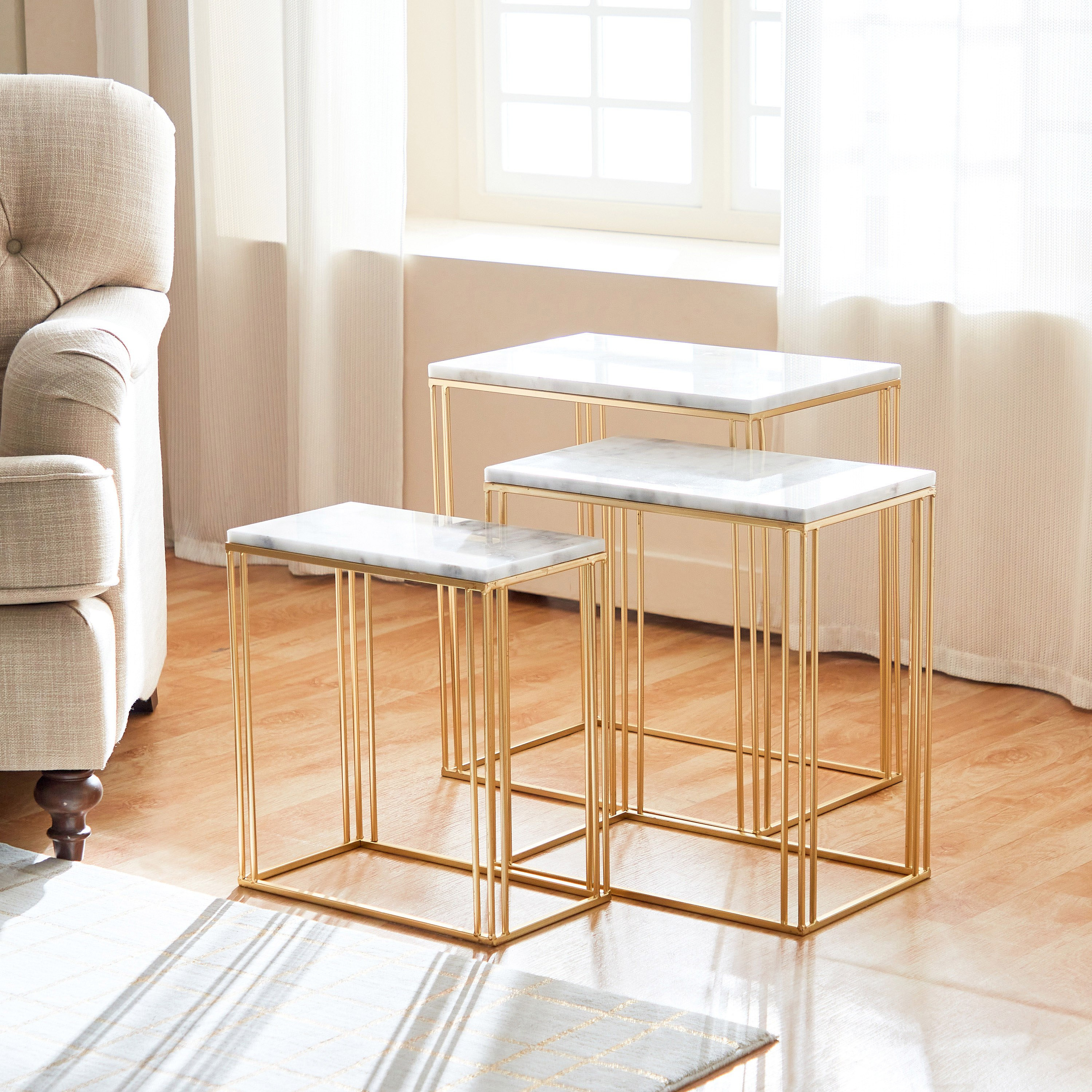 طاولة جانبية بسطح رخام من لينور - طقم من 3 قطع-hbxfurniture-livingroom-endtables-image-3