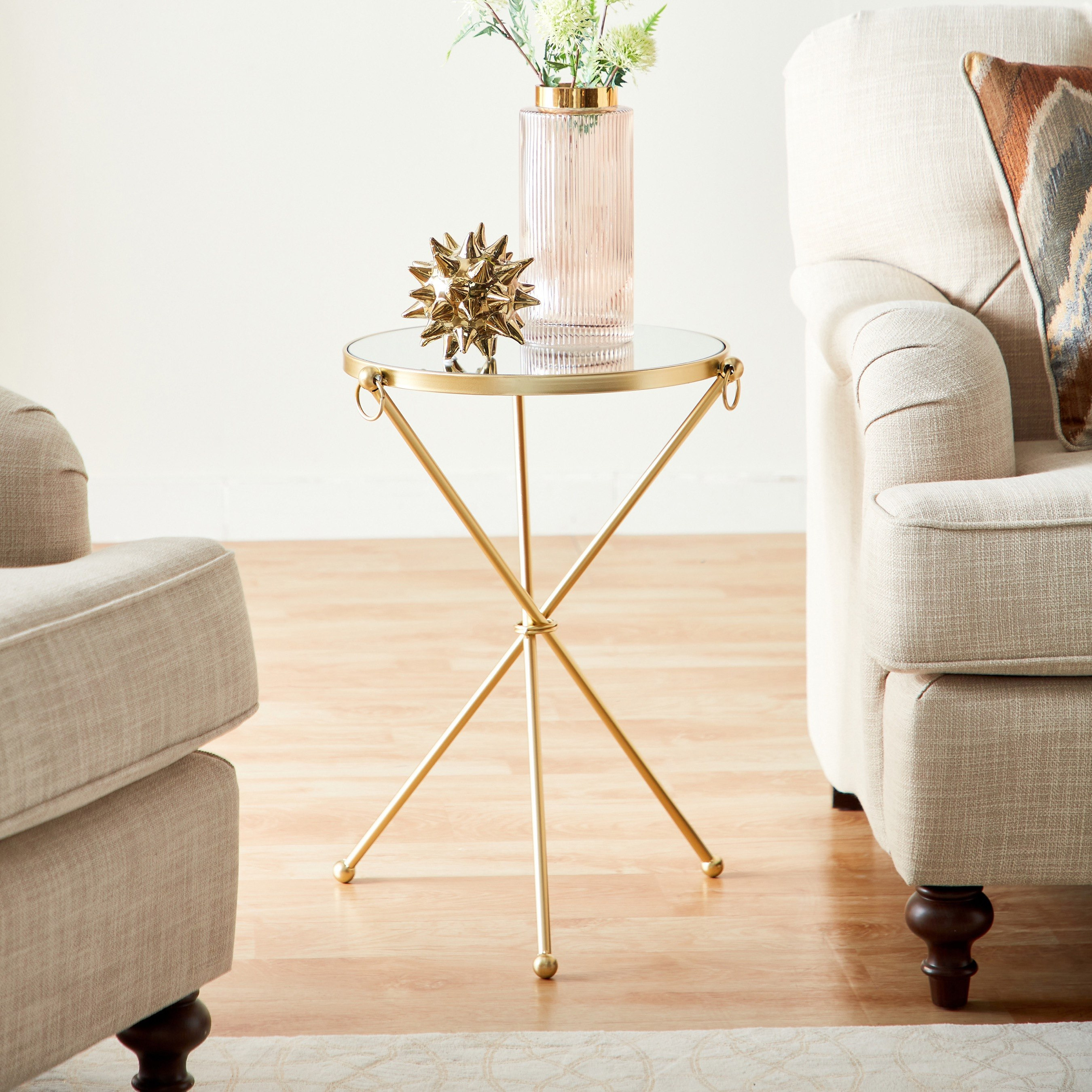 Collette Round Mirror Top End Table-hbxfurniture-livingroom-endtables-image-1