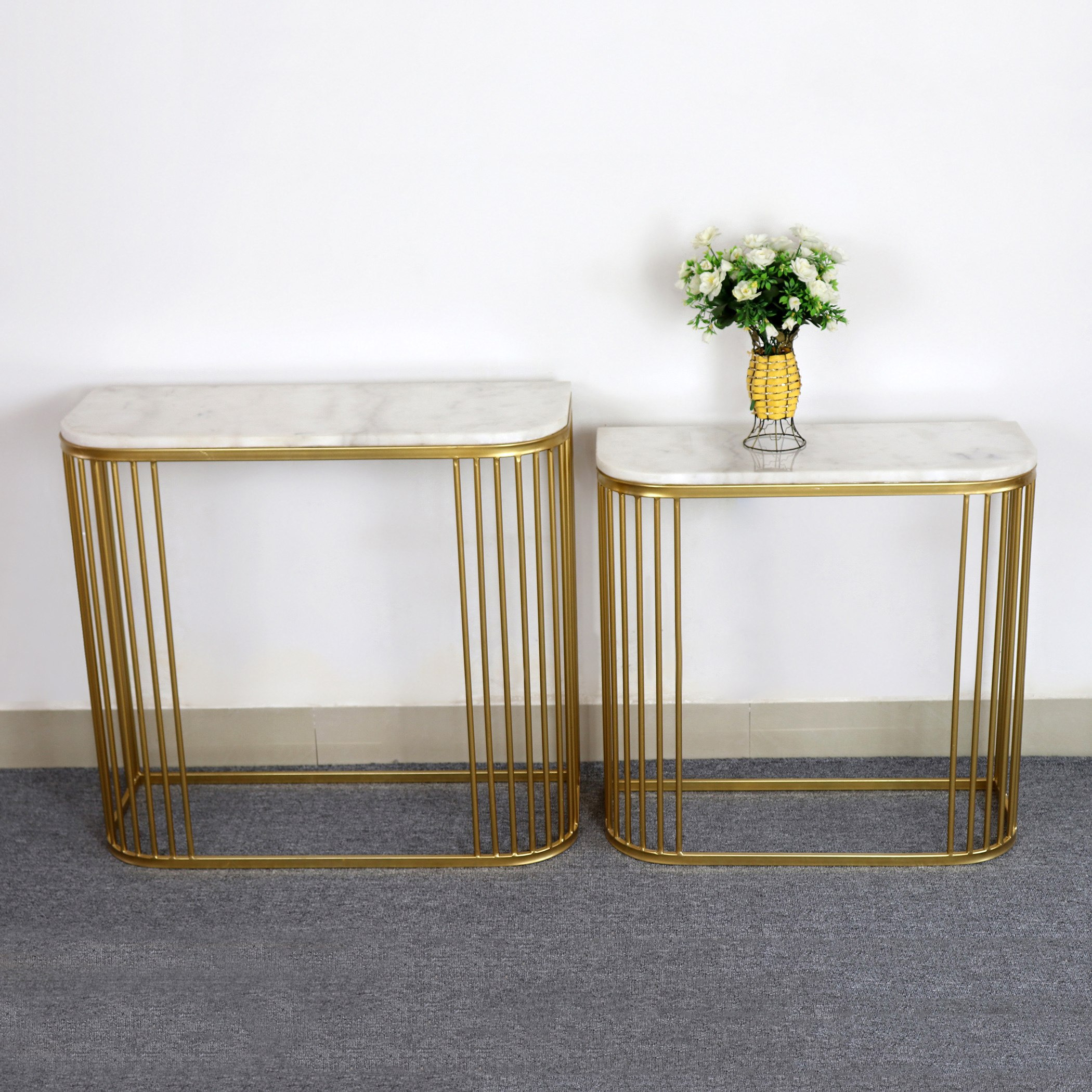 طقم طاولات كونسول بسطح رخامي قطعتين من لينور-hbxfurniture-tablesandstands-consoletables-image-1