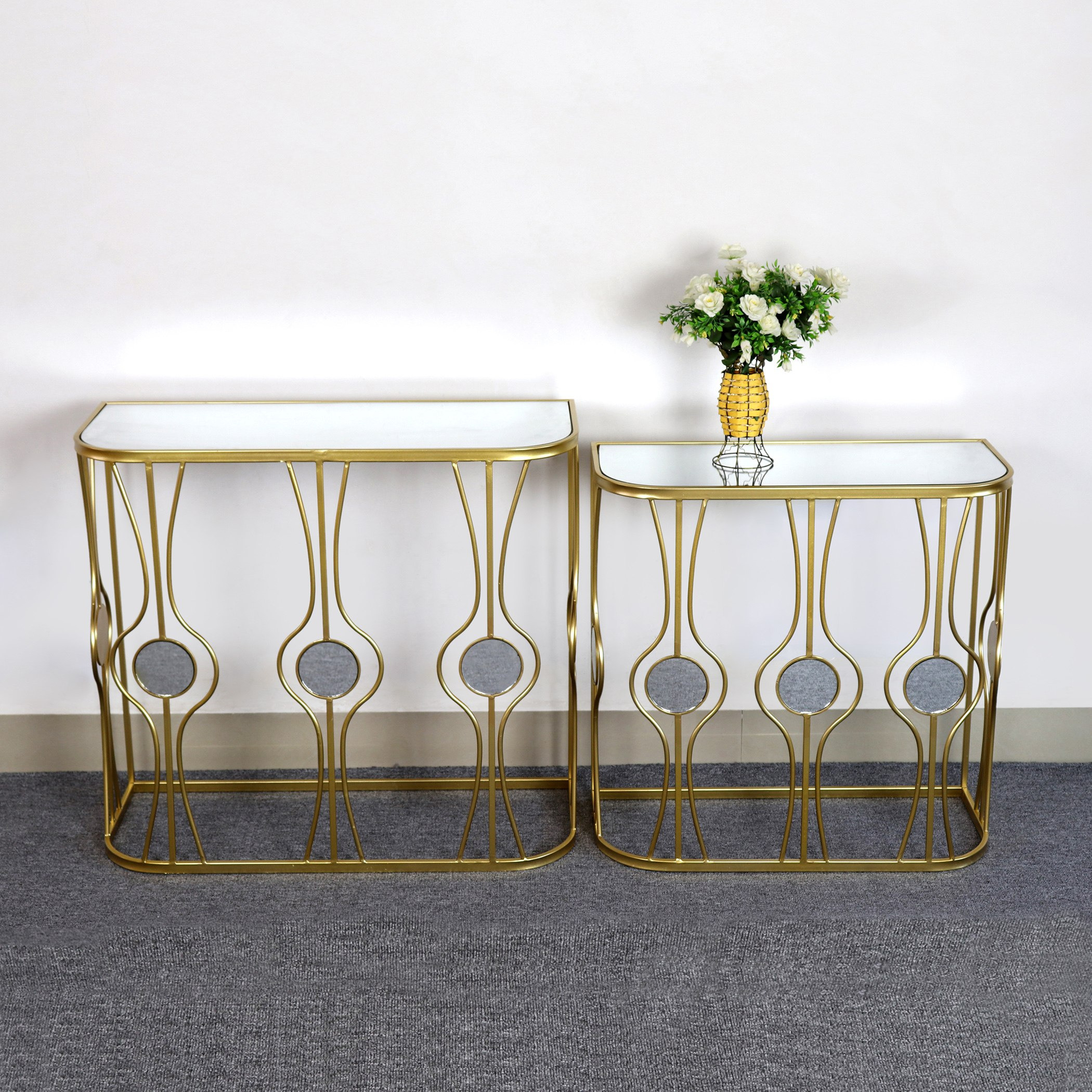 طاولة كونسول بسطح مرآة من موندريش - طقم من قطعتين-hbxfurniture-tablesandstands-consoletables-image-1
